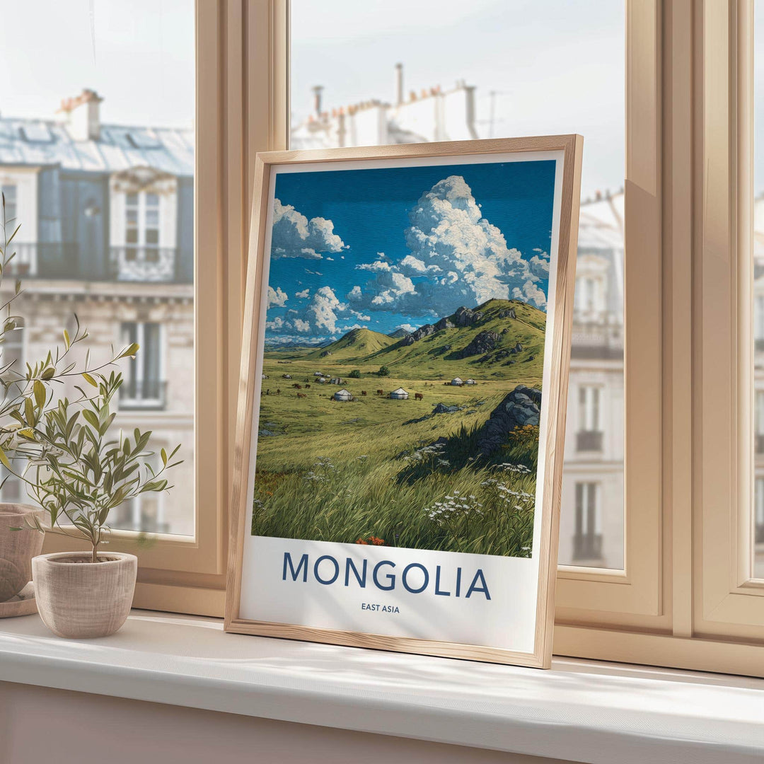 Mongolia Poster - Mongolia Travel Art - Nomadic Ger Landscape Home Decor