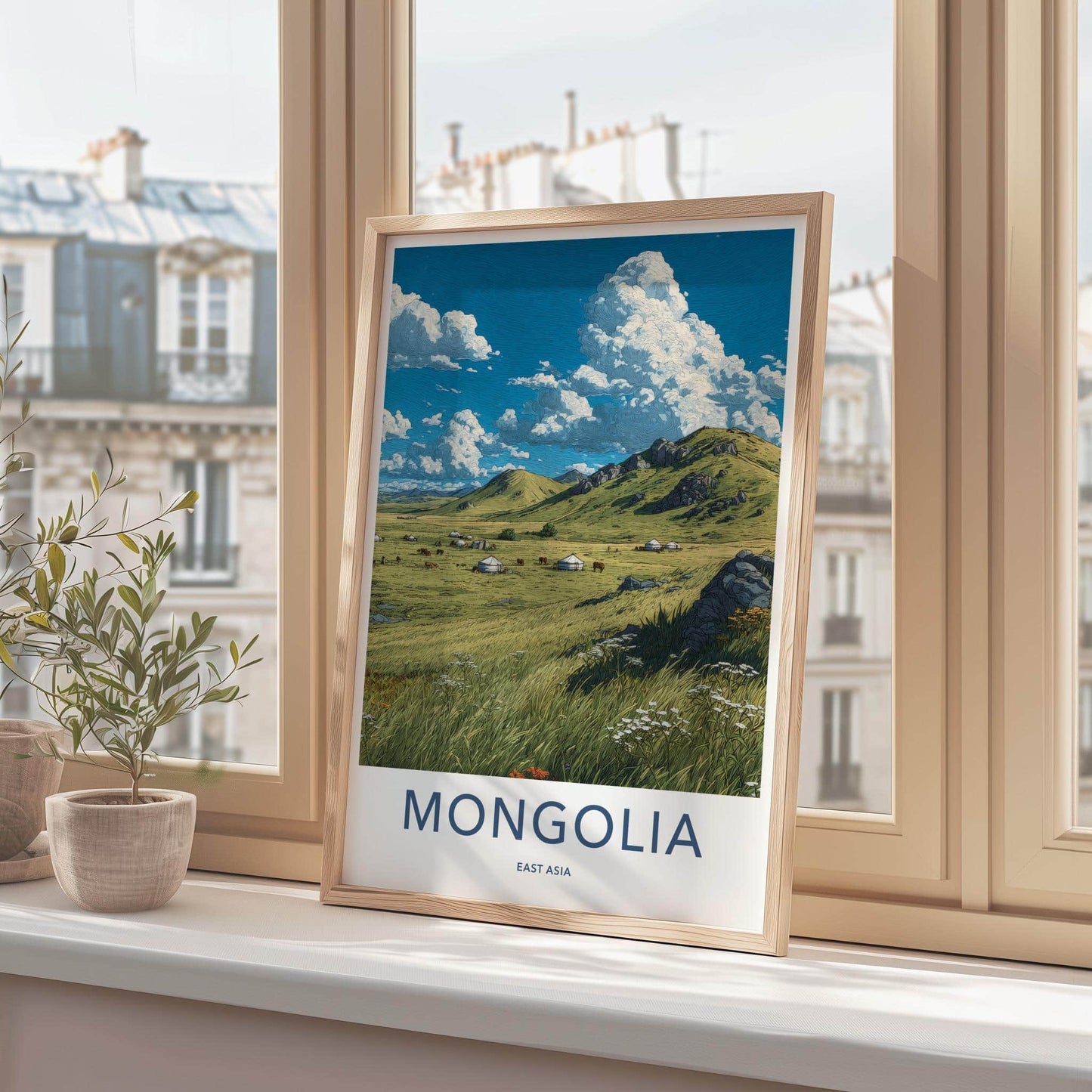 Mongolia Poster - Mongolia Travel Art - Nomadic Ger Landscape Home Decor