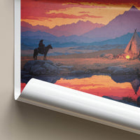 Mongolia Poster - Mongolia Travel Art - Vivid Sunset Camp Home Decor