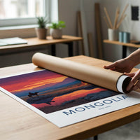 Mongolia Poster - Mongolia Travel Art - Vivid Sunset Camp Home Decor