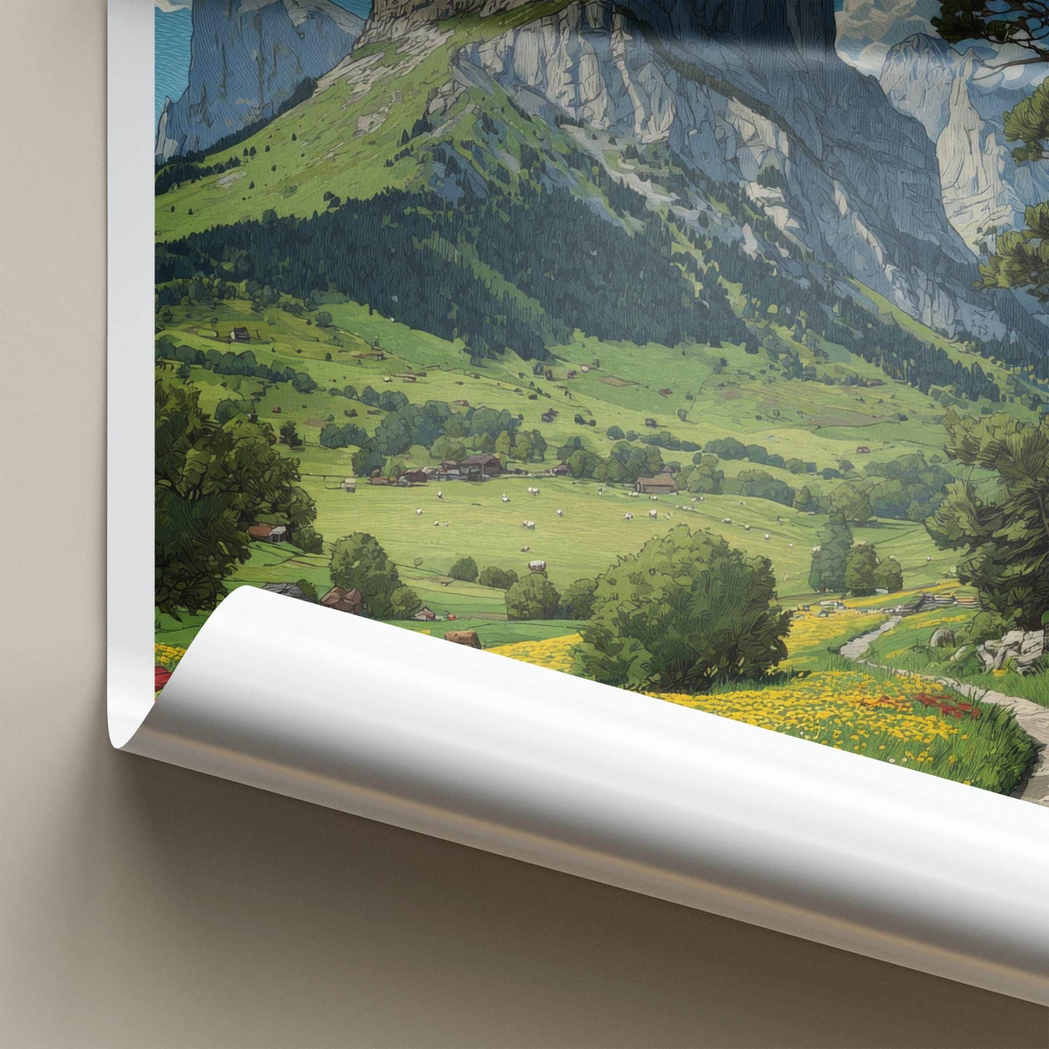 Mont Aiguille Poster - France Travel Art - Flowered Path Mountain Home Decor