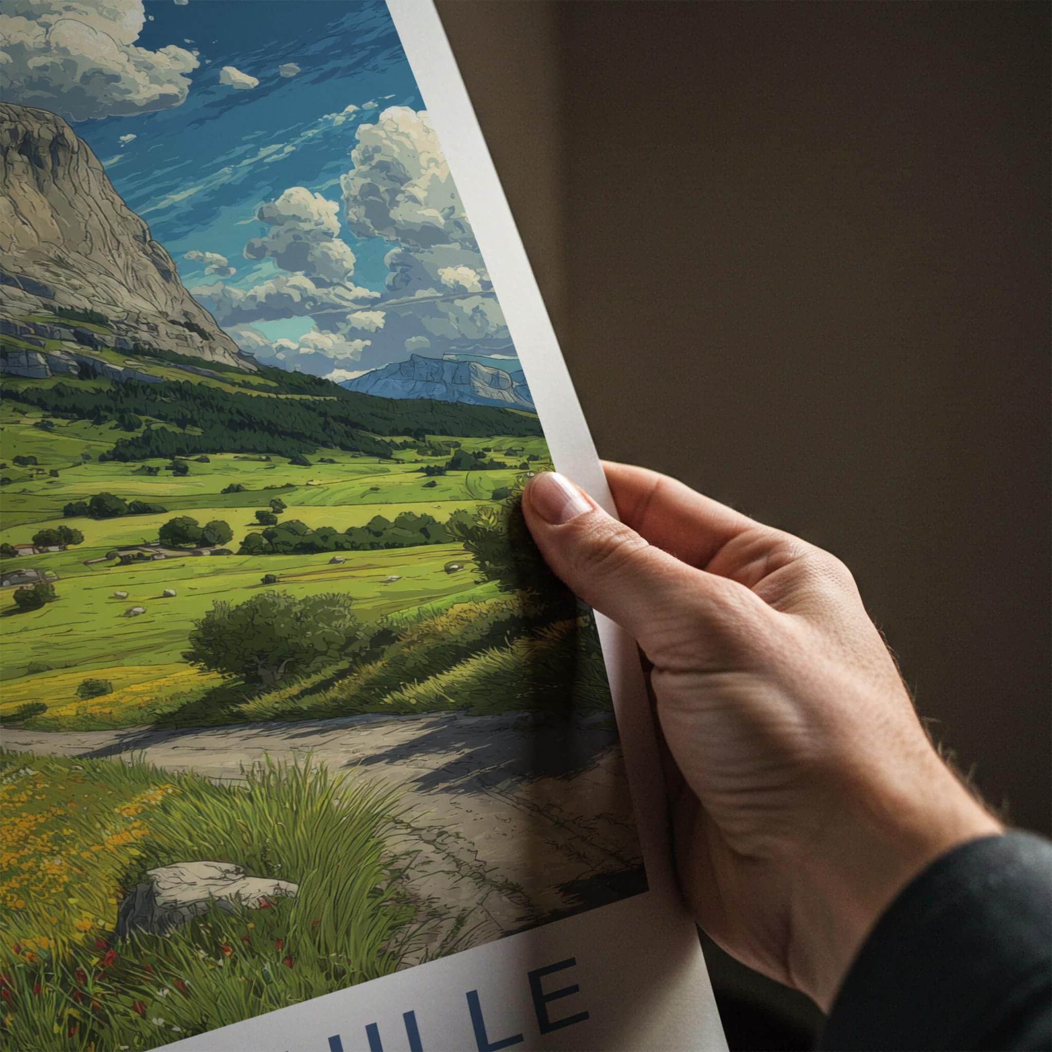 Mont Aiguille Poster - France Travel Art - Majestic Mountain Path Home Decor