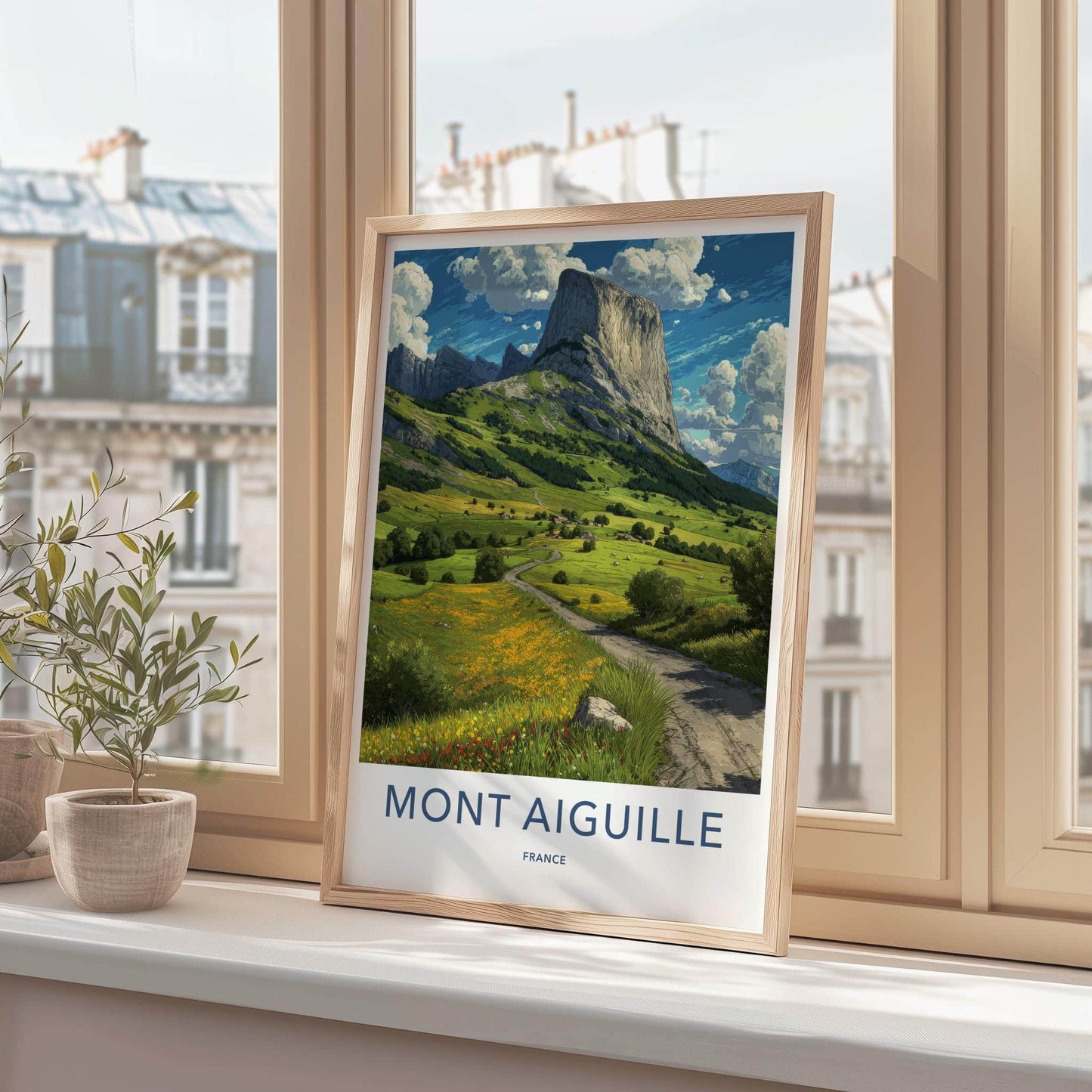 Mont Aiguille Poster - France Travel Art - Majestic Mountain Path Home Decor