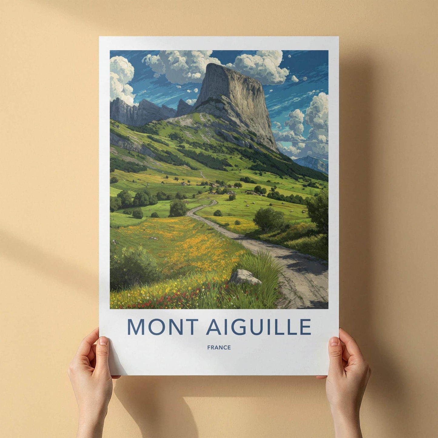 Mont Aiguille Poster - France Travel Art - Majestic Mountain Path Home Decor