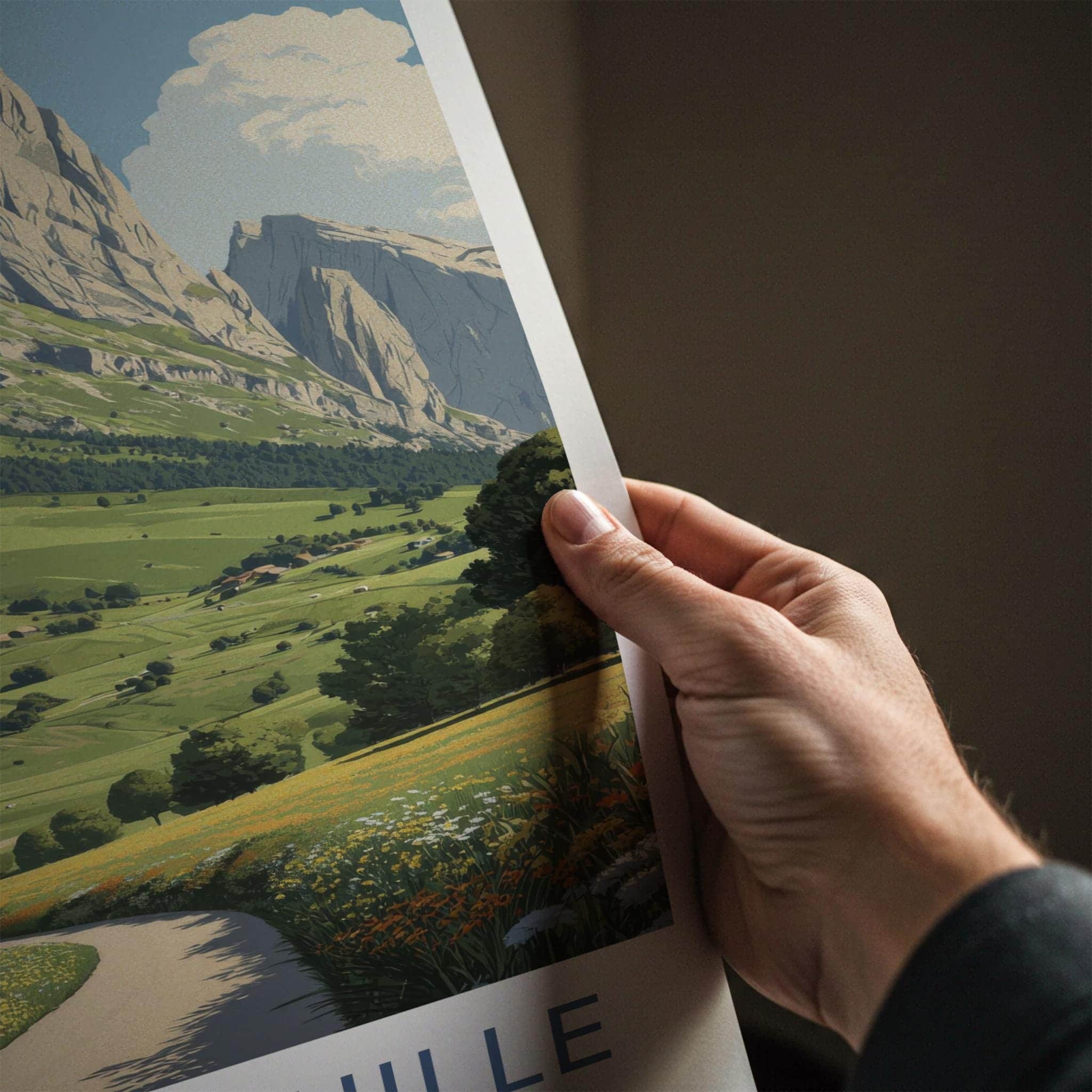 Mont Aiguille Poster - France Travel Art - Mountain Green Valley Home Decor