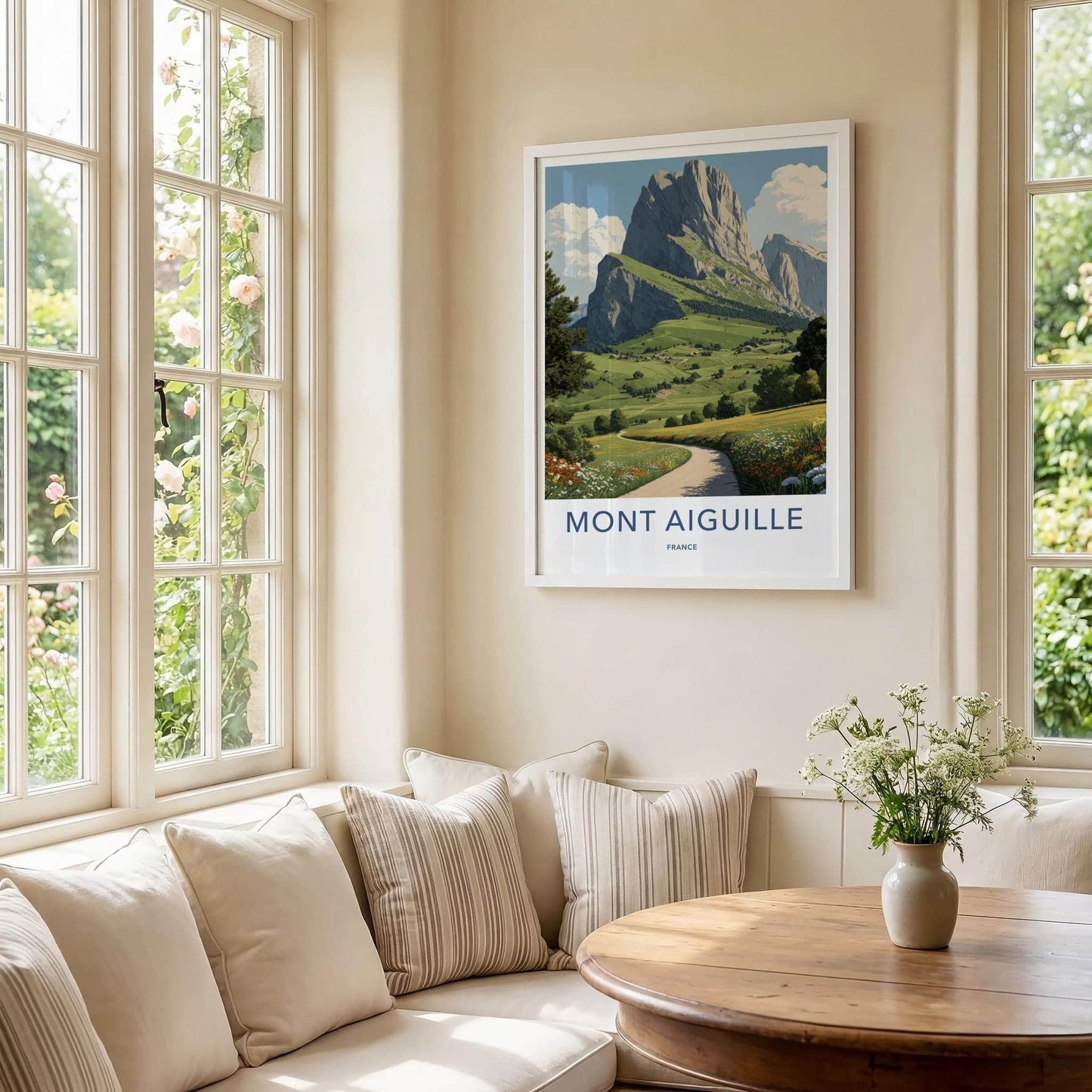 Mont Aiguille Poster - France Travel Art - Mountain Green Valley Home Decor