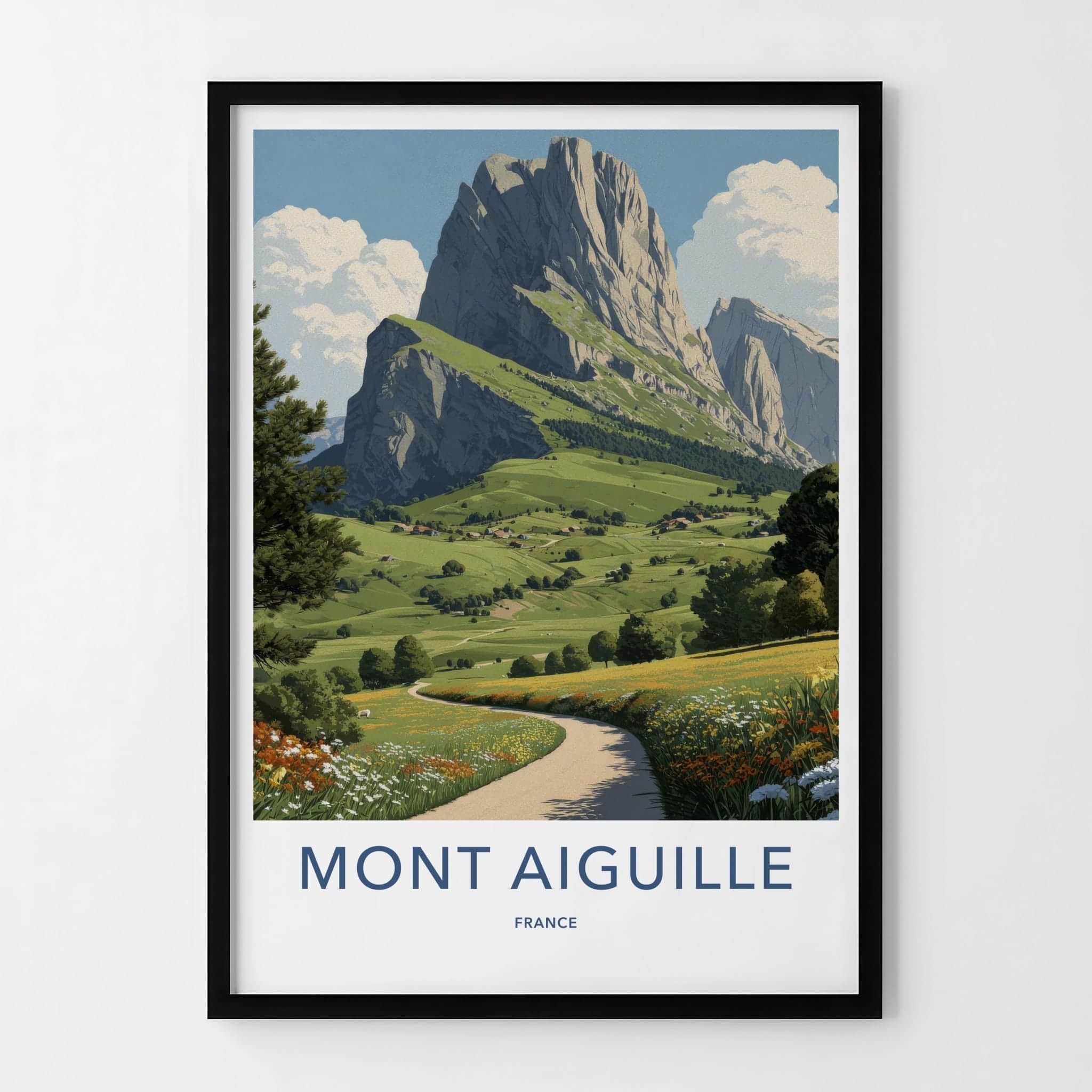 Mont Aiguille Poster - France Travel Art - Mountain Green Valley Home Decor