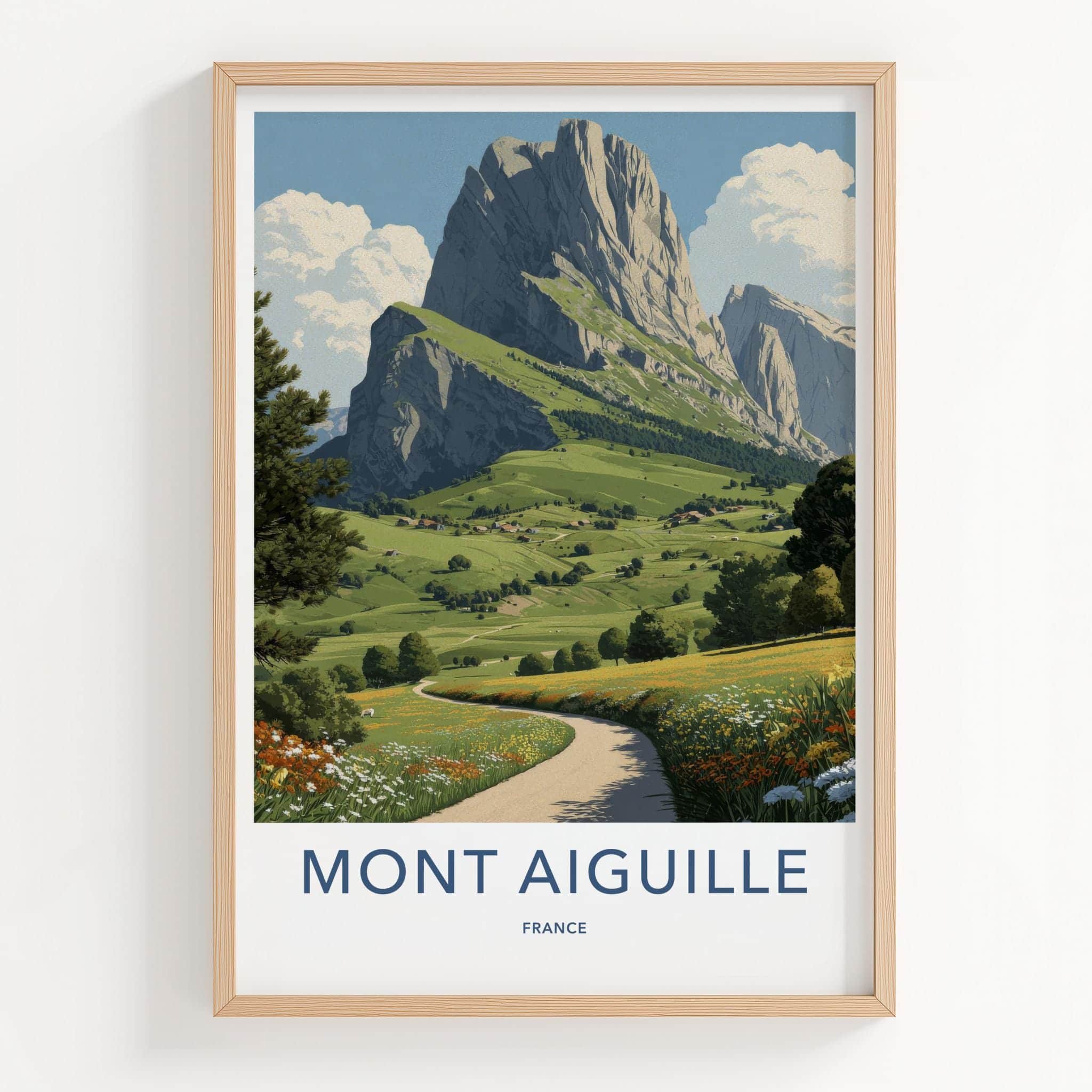 Mont Aiguille Poster - France Travel Art - Mountain Green Valley Home Decor