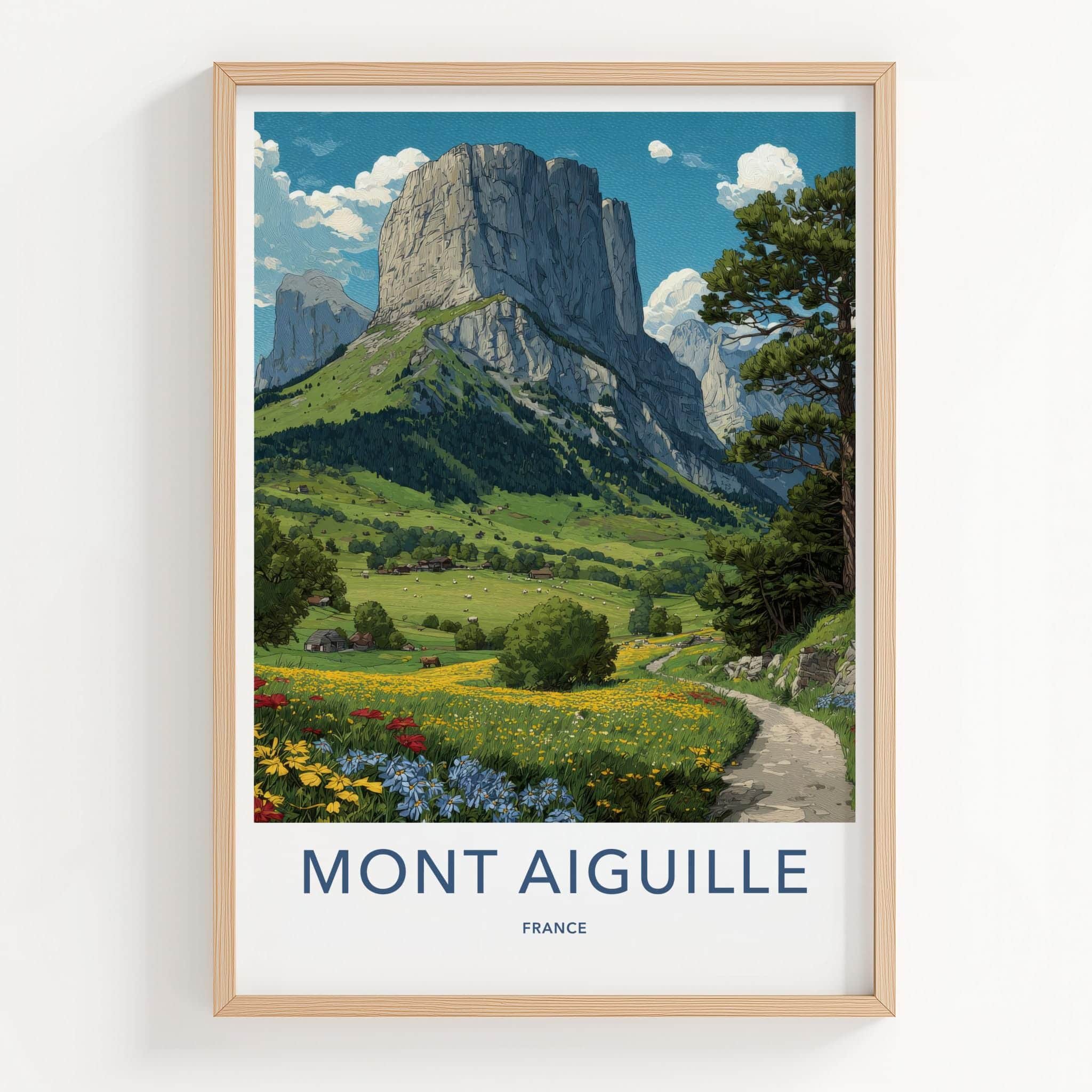 Mont Aiguille Poster - France Travel Art - Verdant Mountain Landscape Home Decor