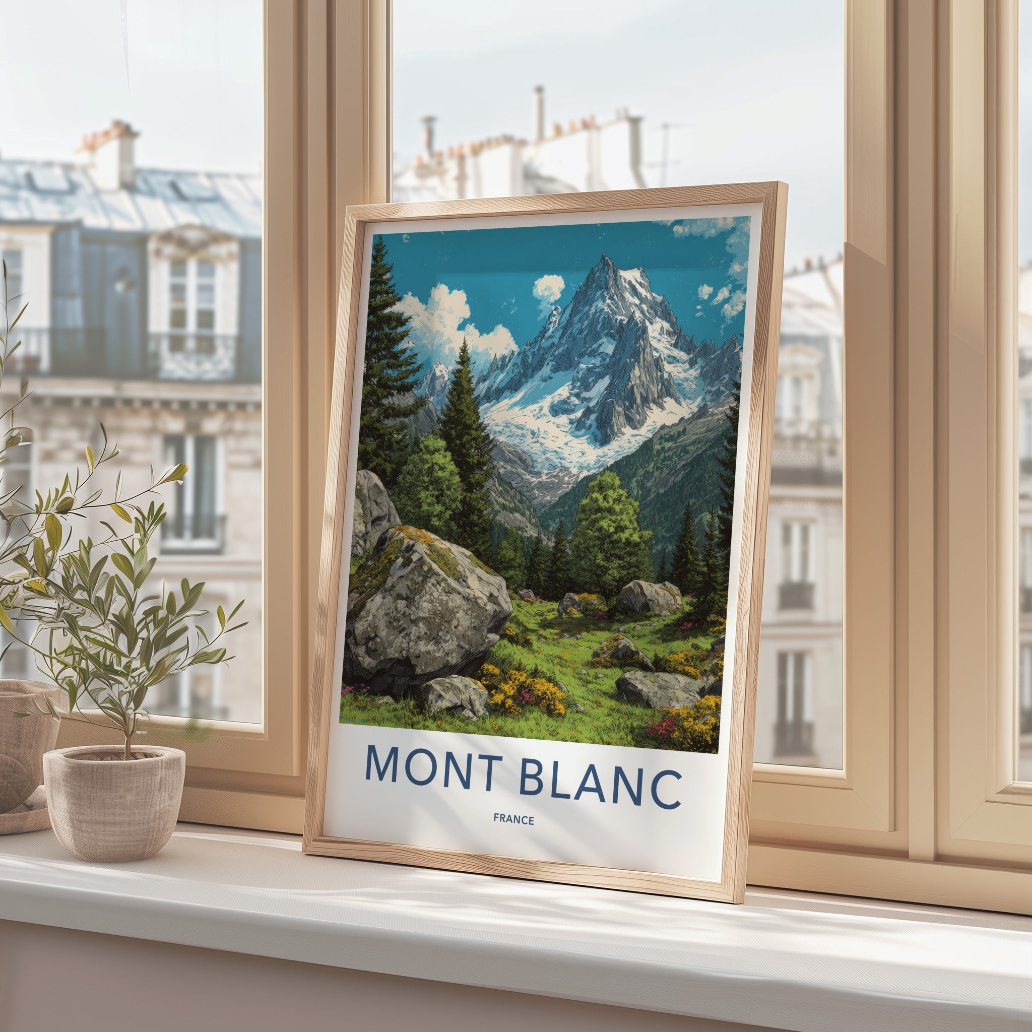 Mont Blanc Poster - France Travel Art - Alpine Snowy Peaks Home Decor