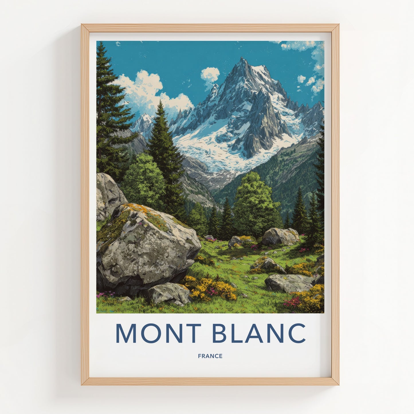 Mont Blanc Poster - France Travel Art - Alpine Snowy Peaks Home Decor