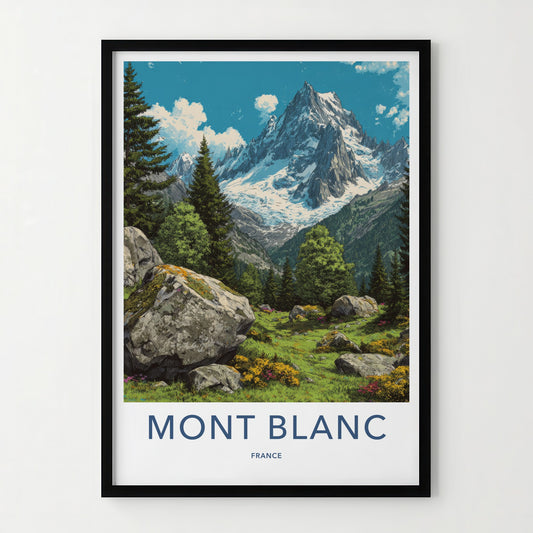 Mont Blanc Poster - France Travel Art - Alpine Snowy Peaks Home Decor