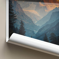 Mont Blanc Poster - France Travel Art - Alpine Valley Sunset Home Decor