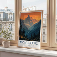 Mont Blanc Poster - France Travel Art - Alpine Valley Sunset Home Decor
