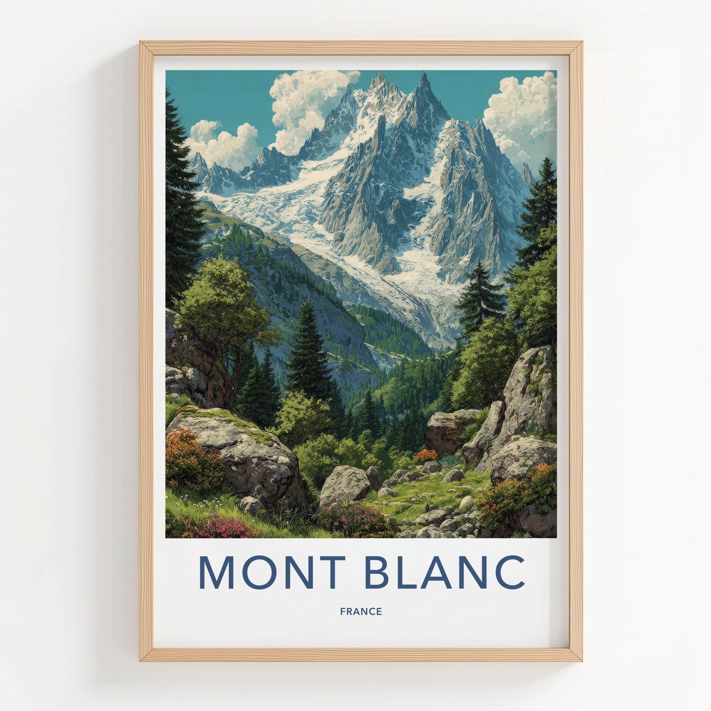 Mont Blanc Poster - France Travel Art - Glacier Mountain Vista Home Decor