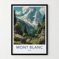 Mont Blanc Poster - France Travel Art - Glacier Mountain Vista Home Decor