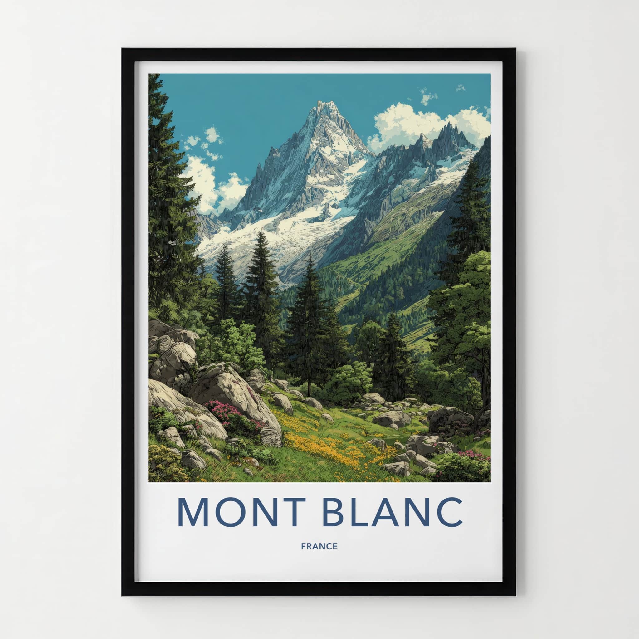 Mont Blanc Poster - France Travel Art - Majestic Mountain Landscape Wall Decor