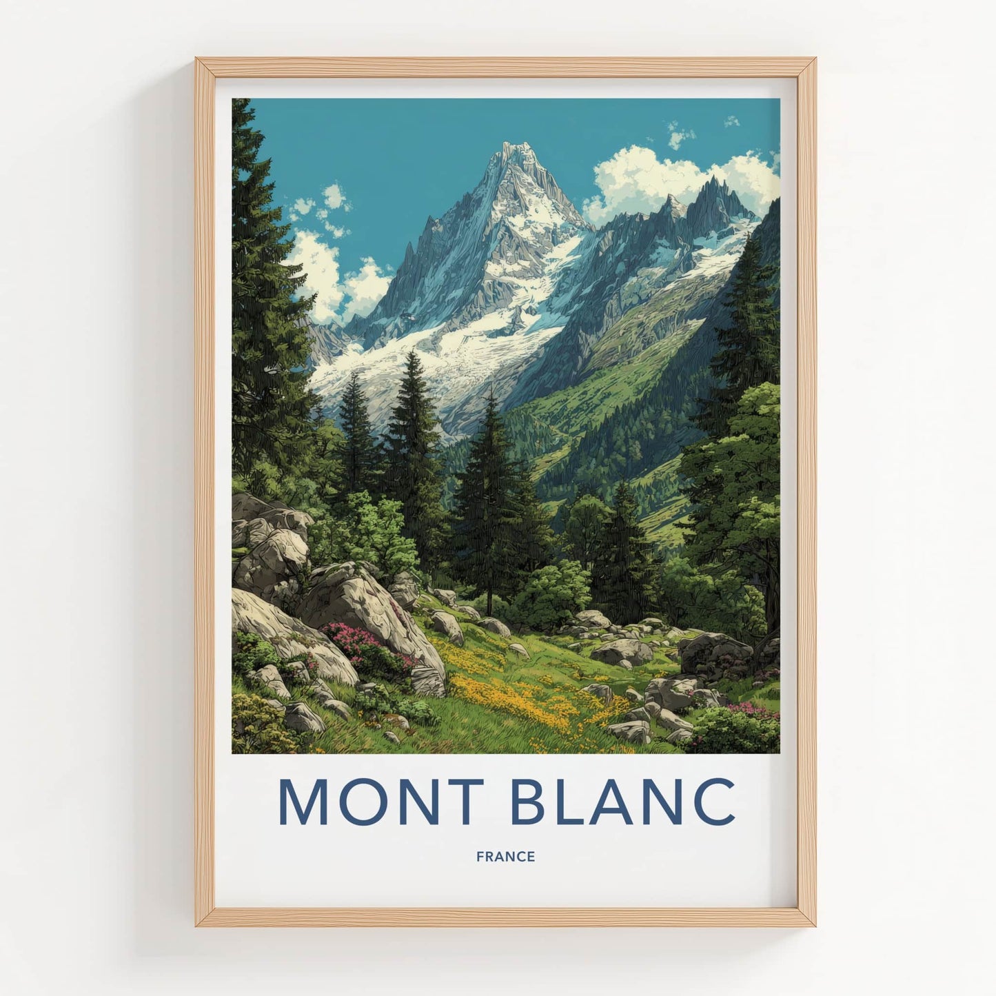 Mont Blanc Poster - France Travel Art - Majestic Mountain Landscape Wall Decor