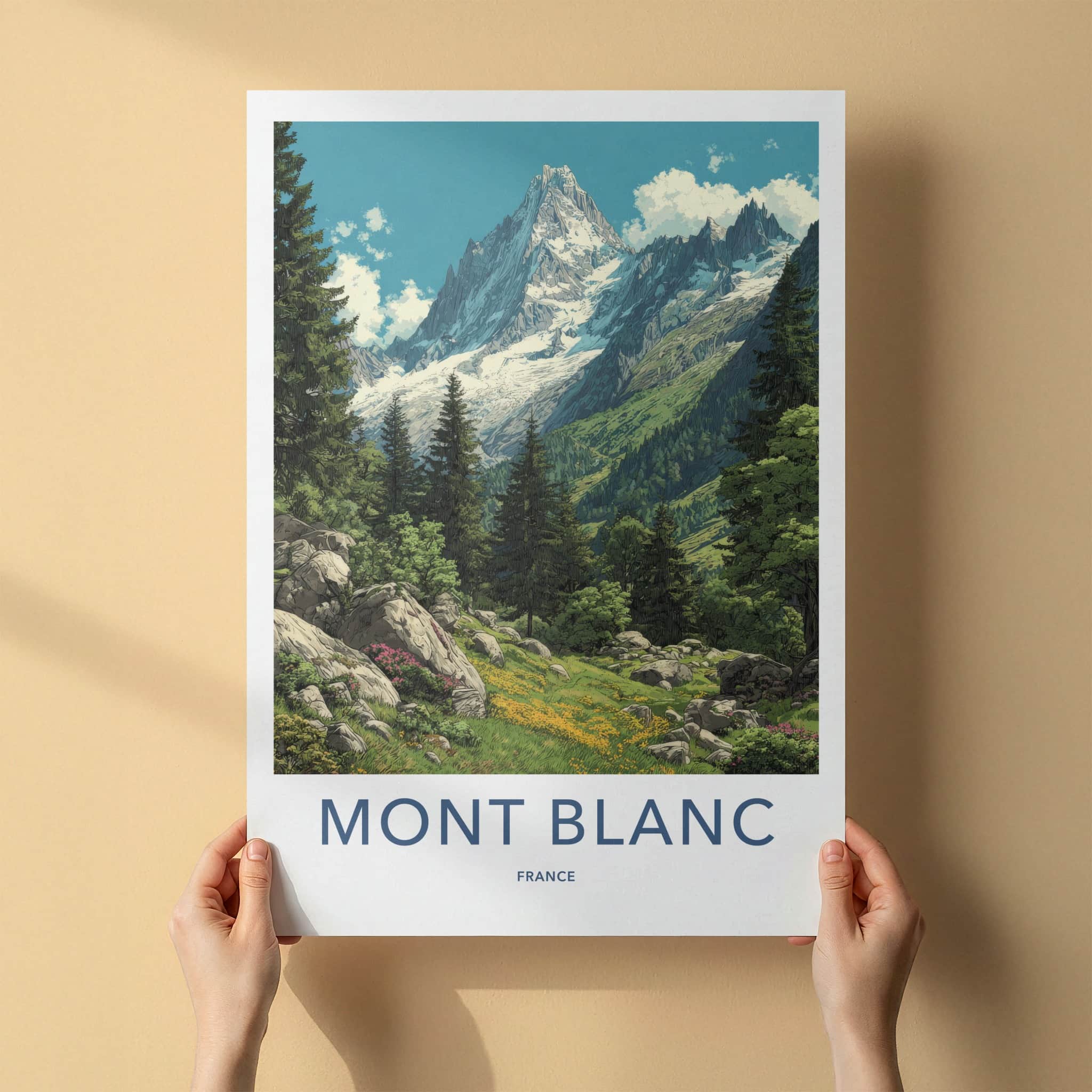 Mont Blanc Poster - France Travel Art - Majestic Mountain Landscape Wall Decor