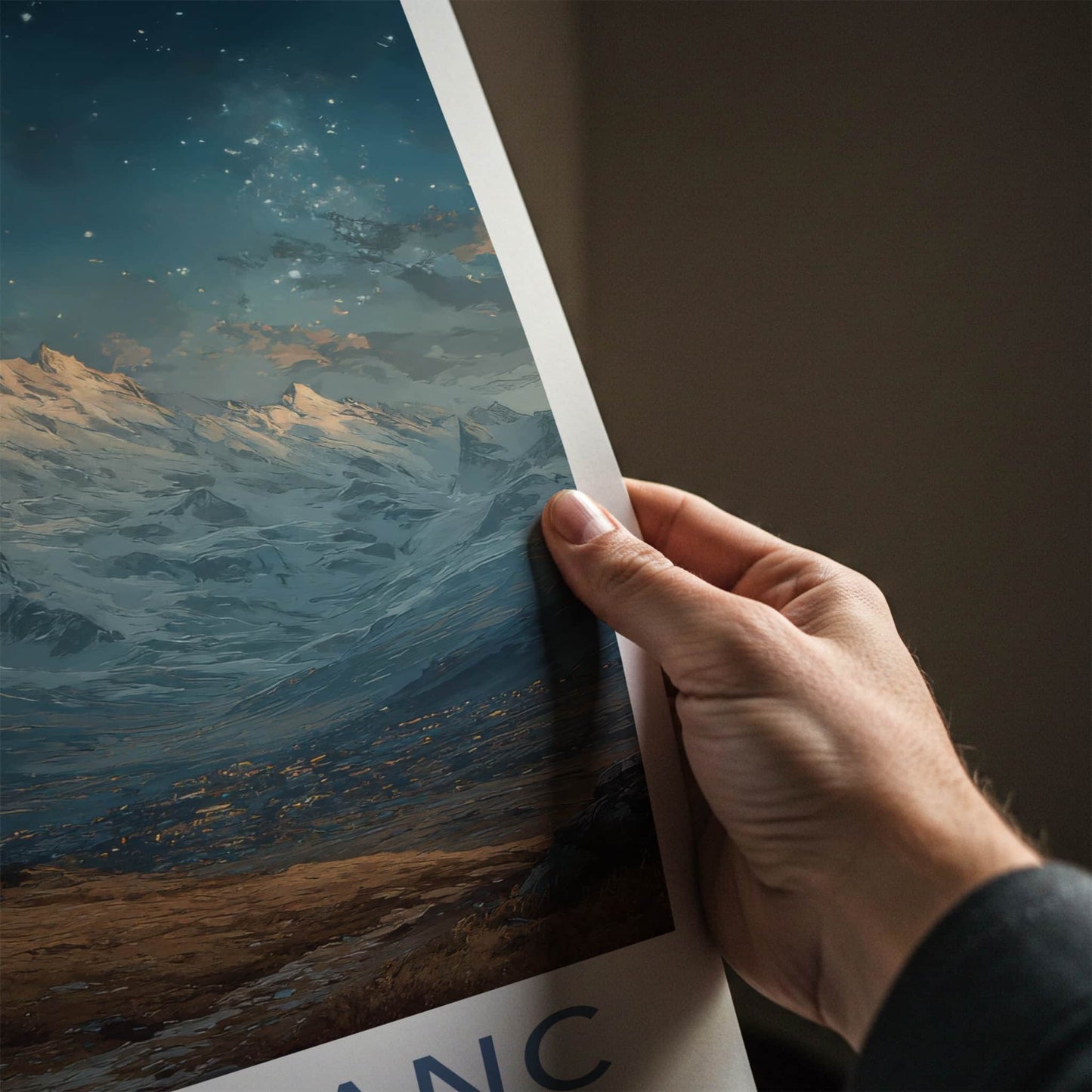Mont Blanc Poster - France Travel Art - Mountain Cabin Night Home Decor