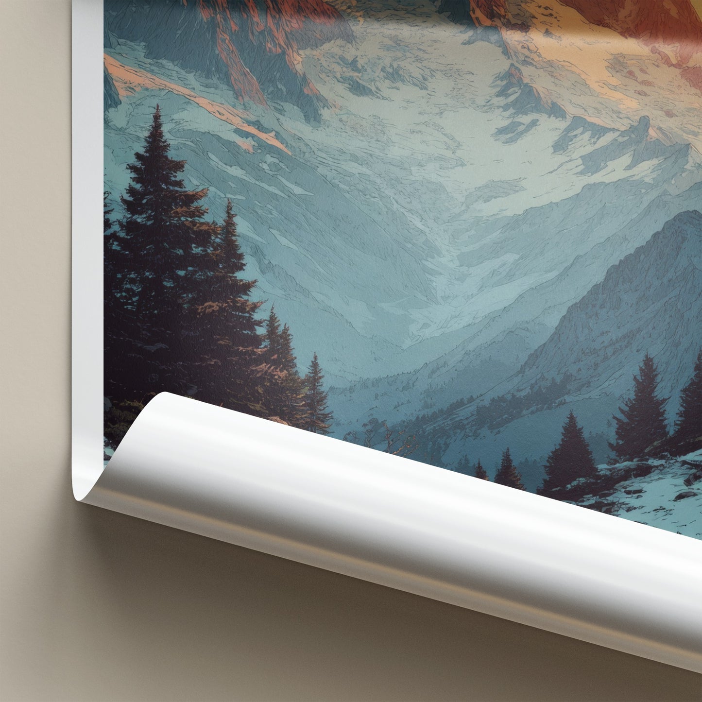 Mont Blanc Poster - France Travel Art - Snowy Peaks Pines Home Decor