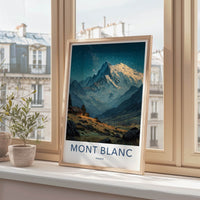 Mont Blanc Poster - France Travel Art - Starry Mountain Cabin Wall Decor