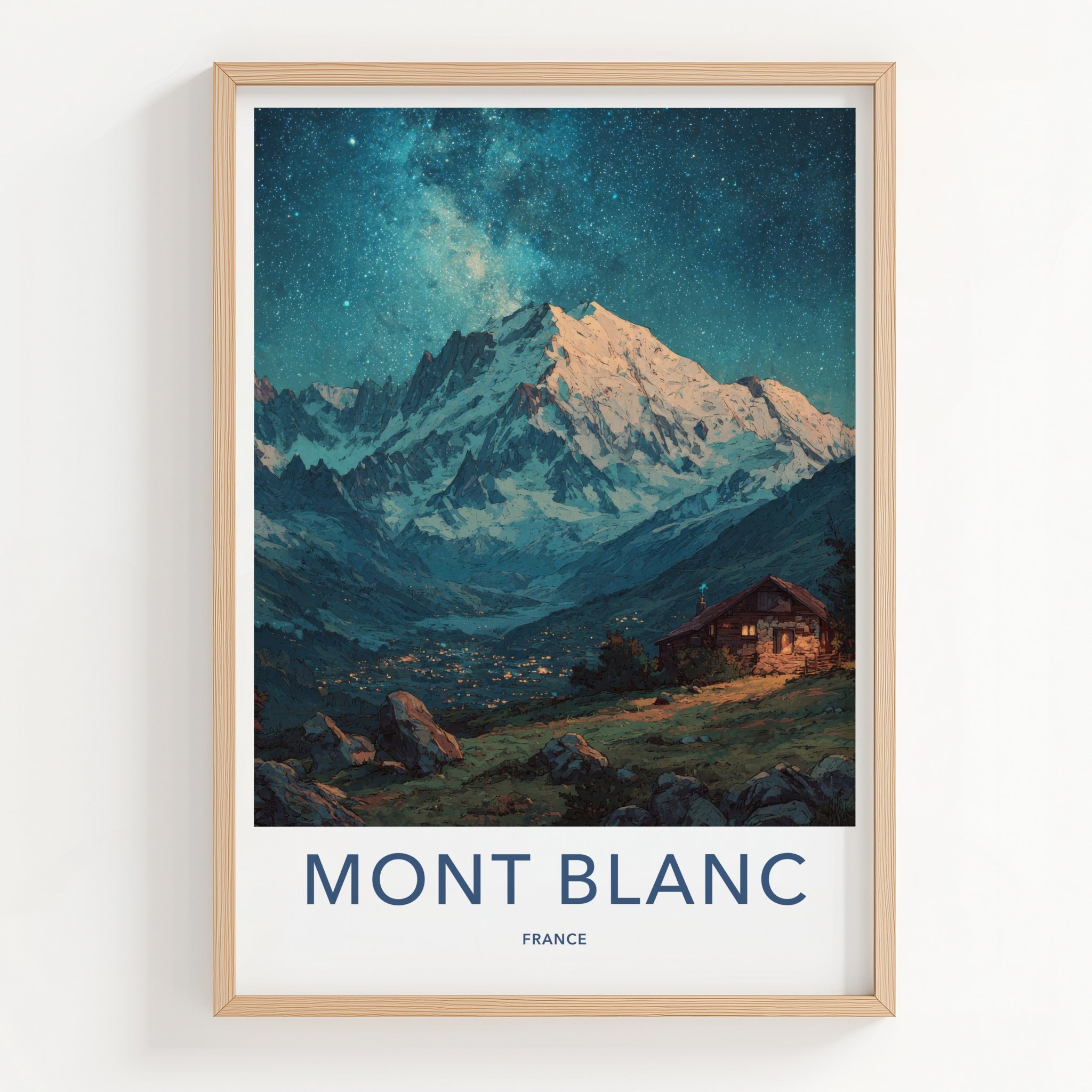 Mont Blanc Poster - France Travel Print Cabin Twilight Home Decor