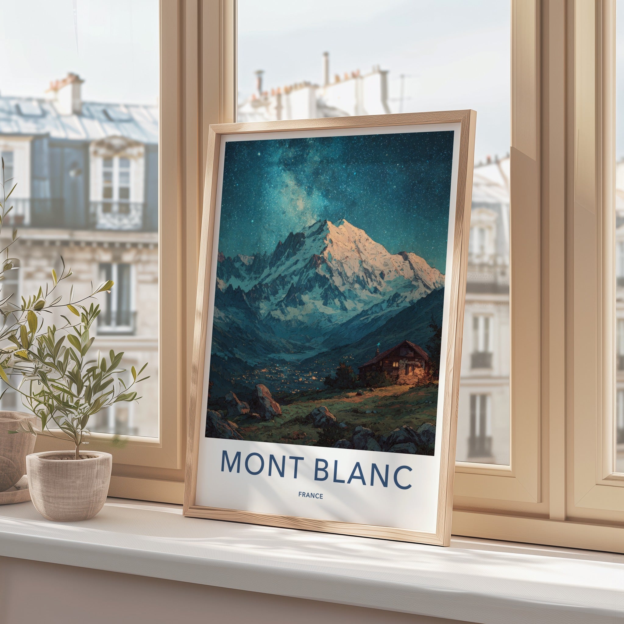 Mont Blanc Poster - France Travel Print Cabin Twilight Home Decor