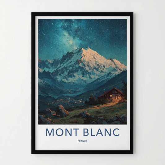 Mont Blanc Poster - France Travel Print Cabin Twilight Home Decor