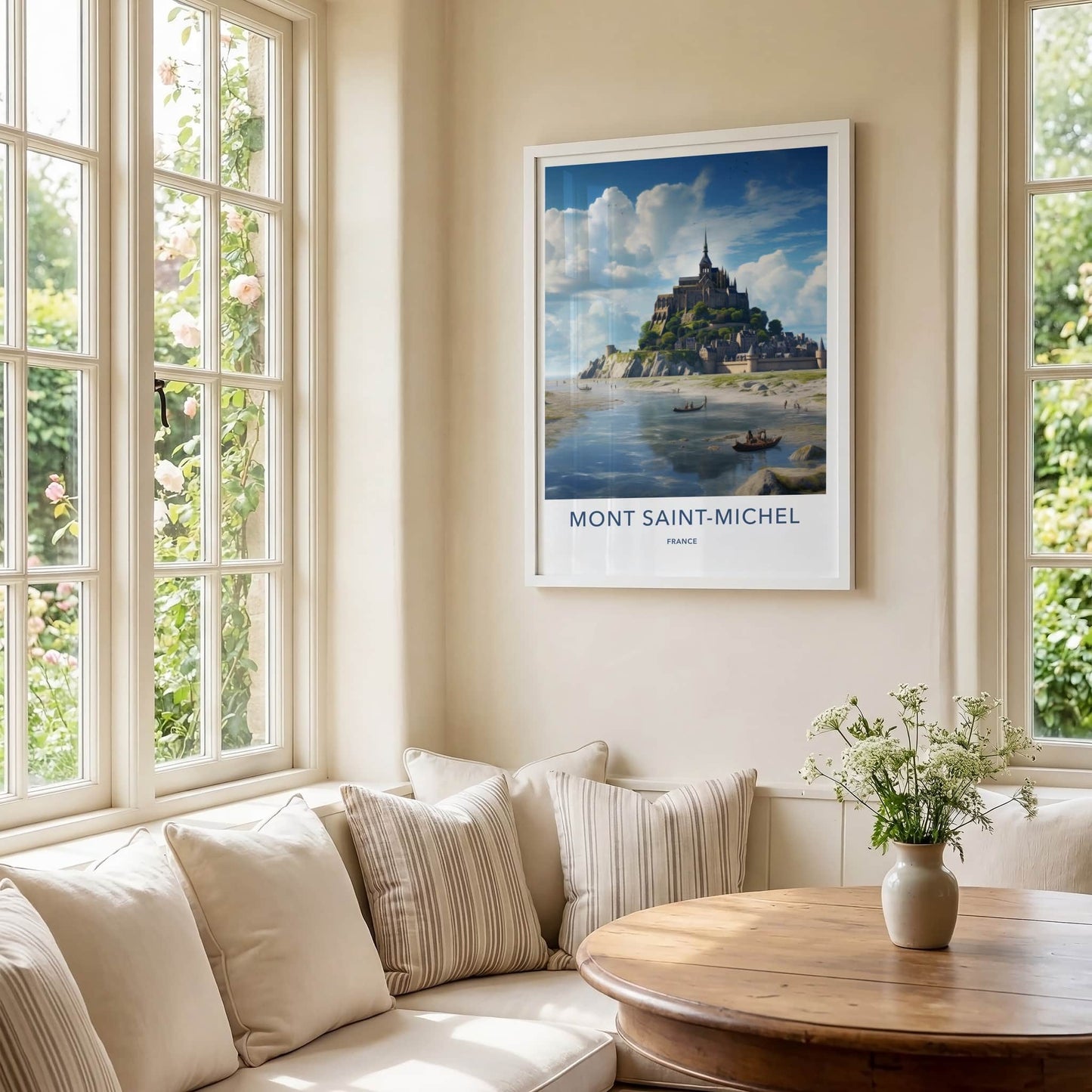Mont Saint-Michel Poster - France Travel Art - Historic Coastal Abbey Wall Decor