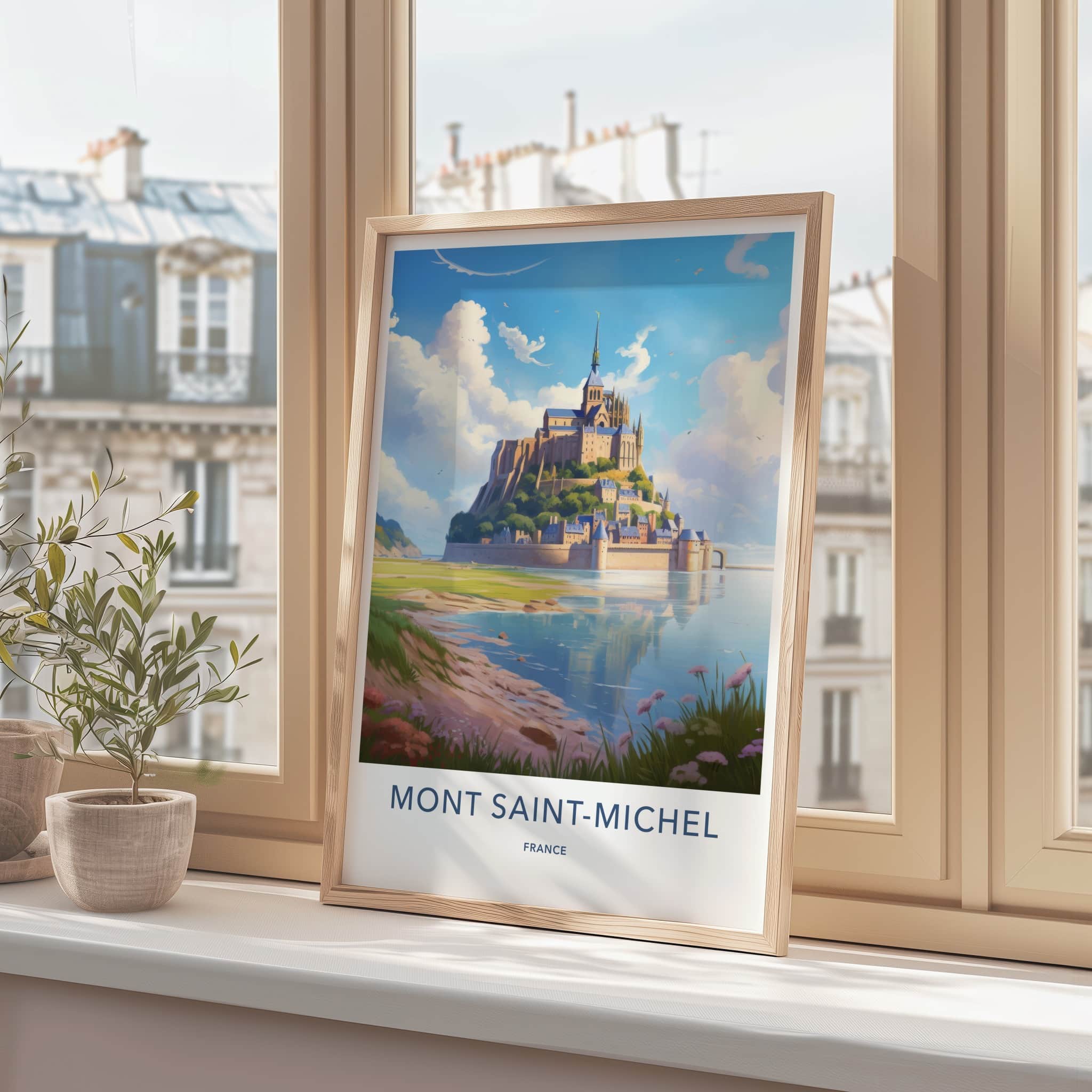 Mont Saint-Michel Poster - France Travel Art - Historic Island Fortress Wall Decor