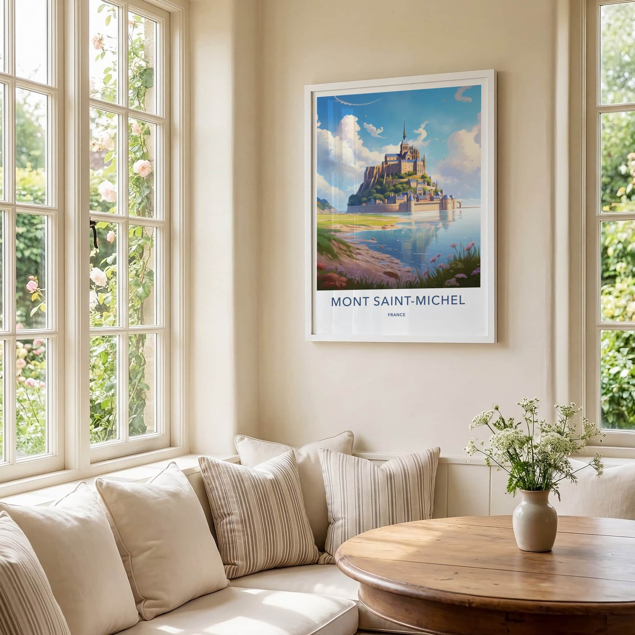 Mont Saint-Michel Poster - France Travel Art - Historic Island Fortress Wall Decor