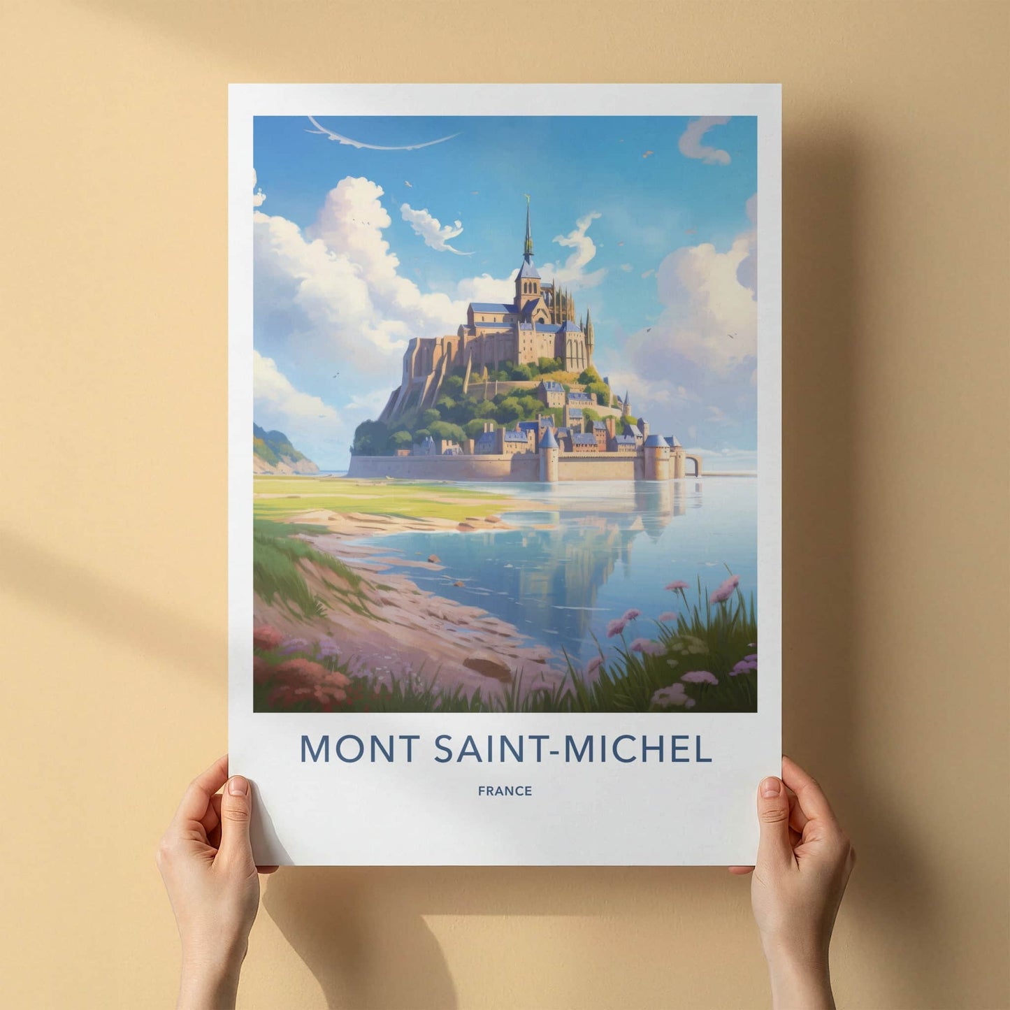 Mont Saint-Michel Poster - France Travel Art - Historic Island Fortress Wall Decor