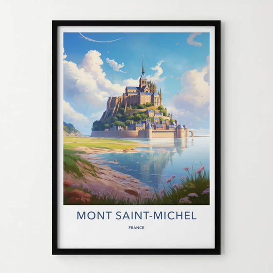 Mont Saint-Michel Poster - France Travel Art - Historic Island Fortress Wall Decor