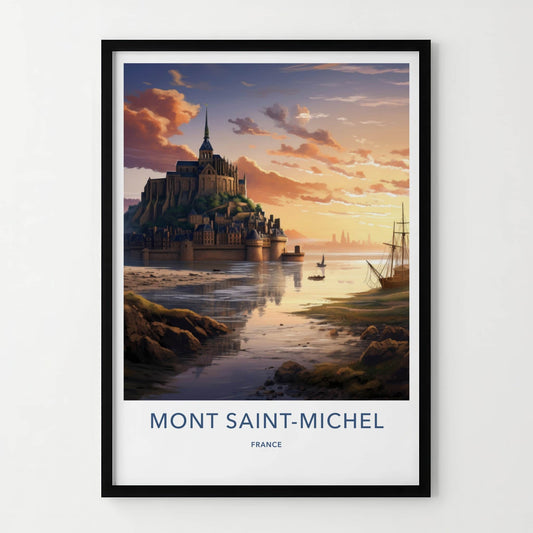 Mont Saint-Michel Poster - France Travel Art - Majestic Abbey Glow Home Decor