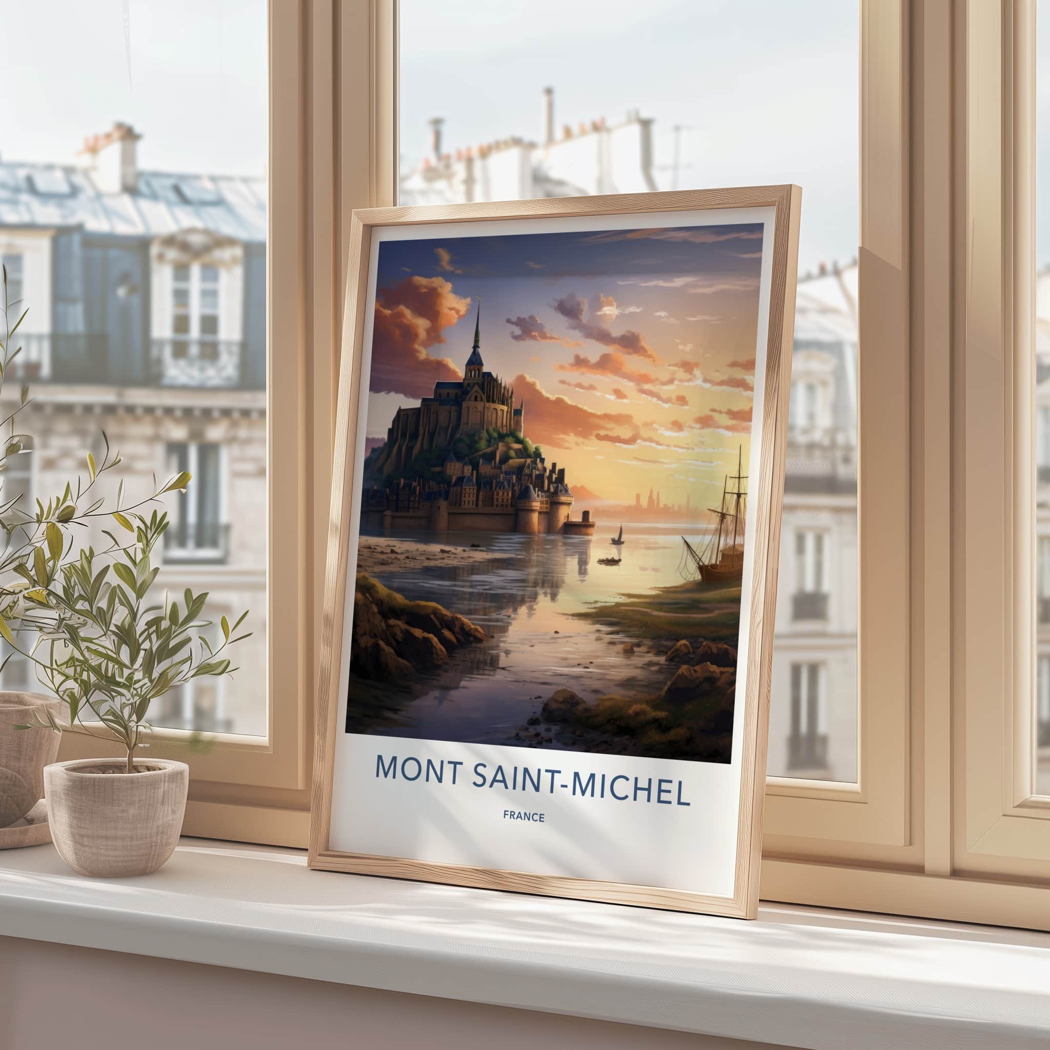 Mont Saint-Michel Poster - France Travel Art - Majestic Abbey Glow Home Decor