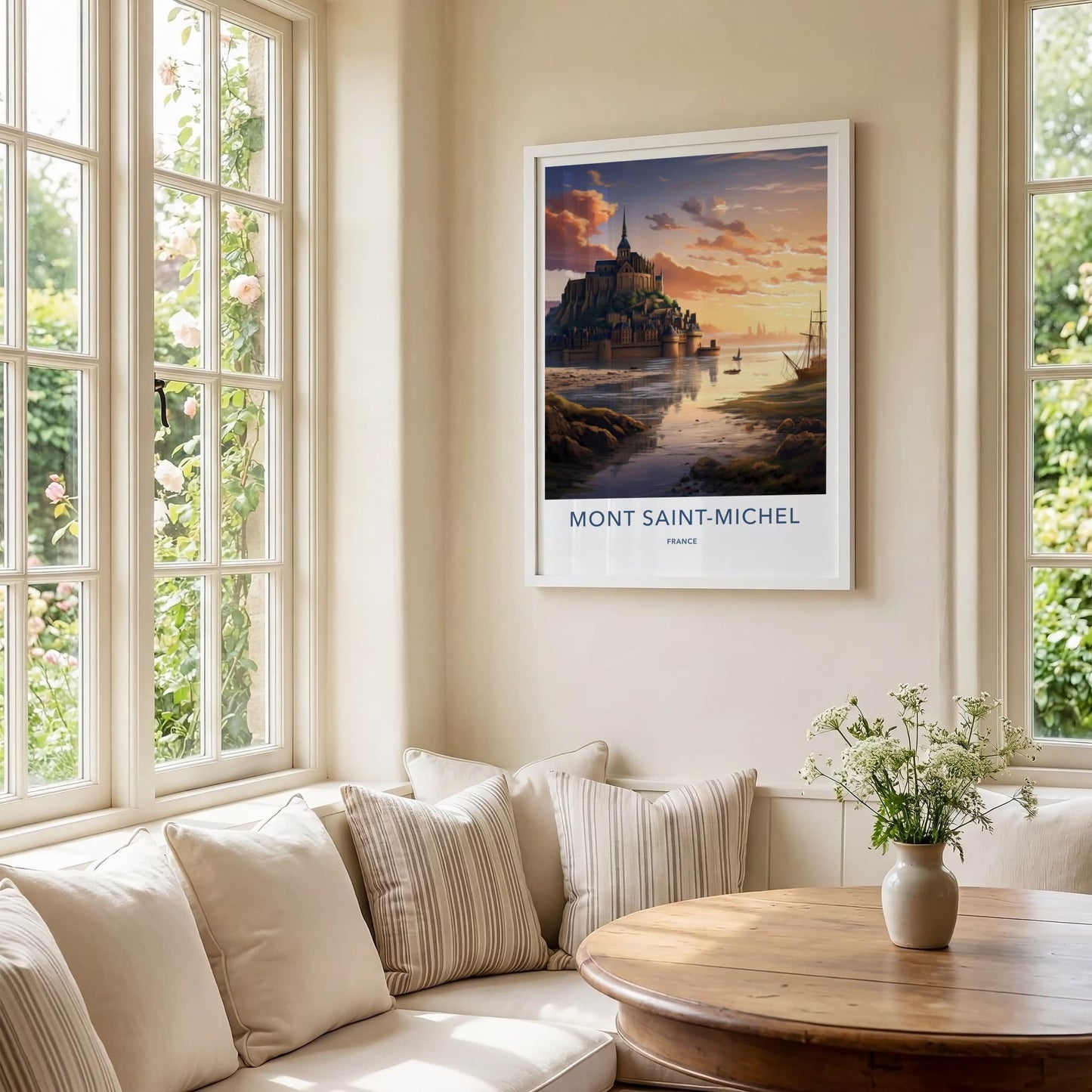 Mont Saint-Michel Poster - France Travel Art - Majestic Abbey Glow Home Decor