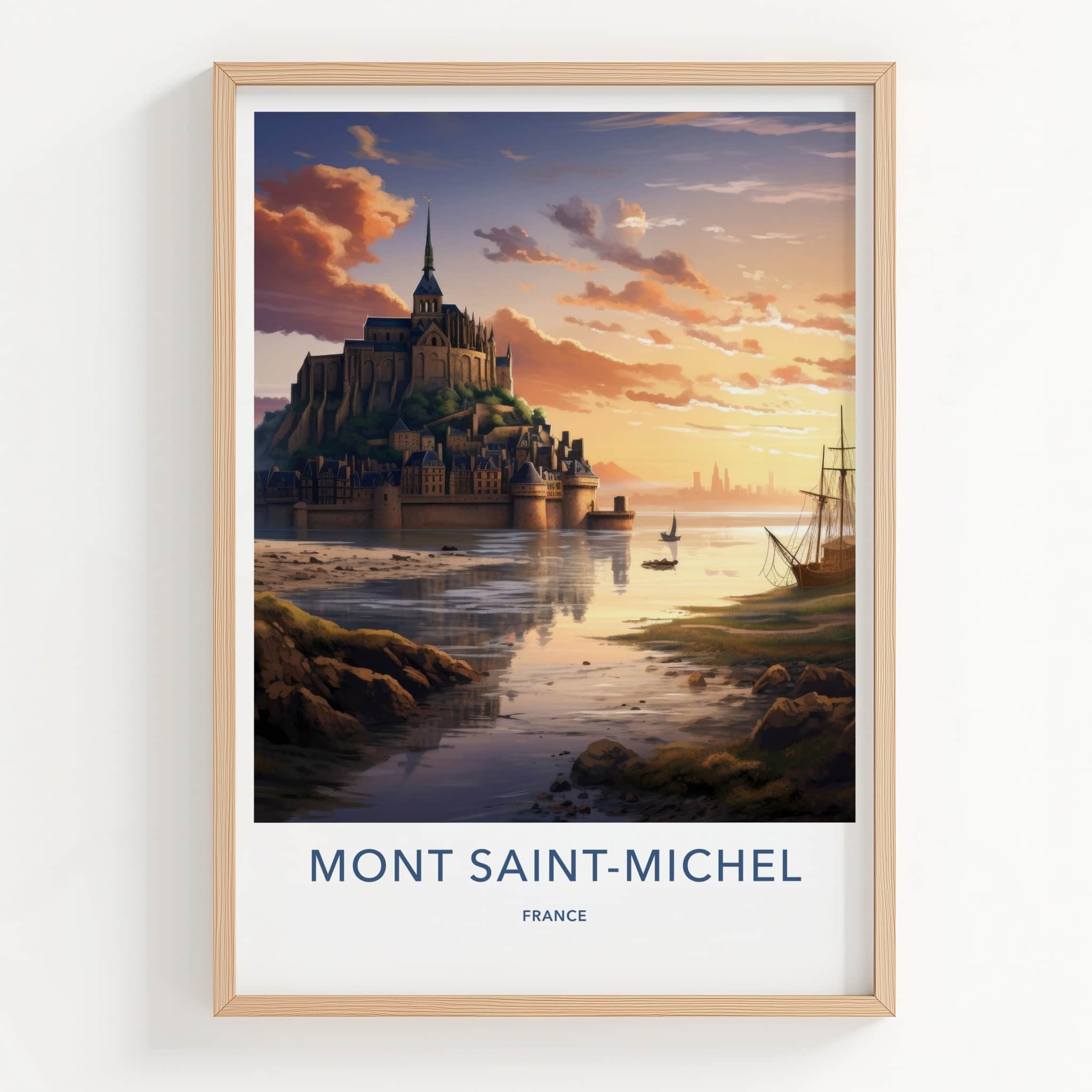 Mont Saint-Michel Poster - France Travel Art - Majestic Abbey Glow Home Decor