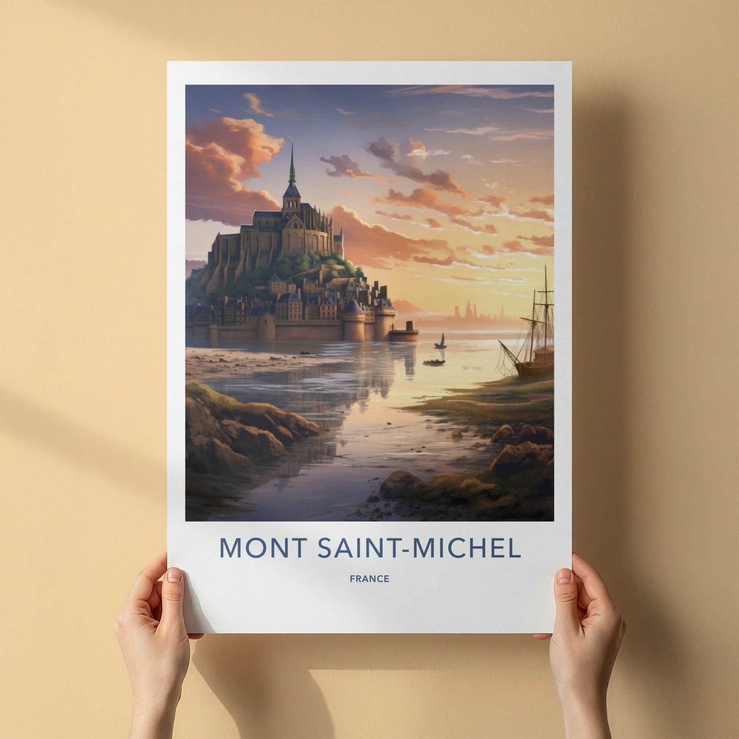 Mont Saint-Michel Poster - France Travel Art - Majestic Abbey Glow Home Decor