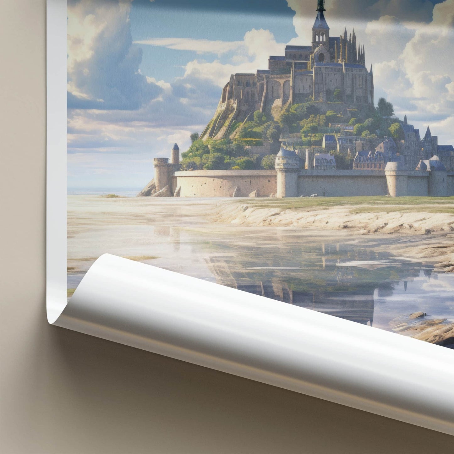 Mont Saint-Michel Poster - France Wall Art - Historic Abbey Reflection Wall Decor