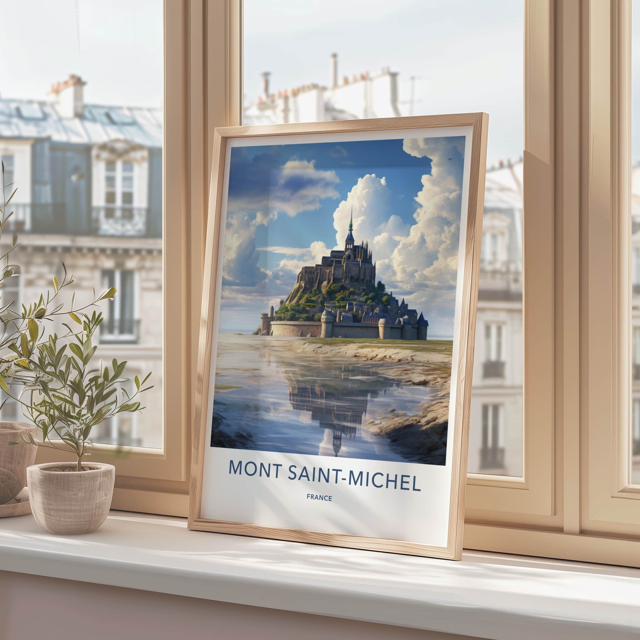 Mont Saint-Michel Poster - France Wall Art - Historic Abbey Reflection Wall Decor