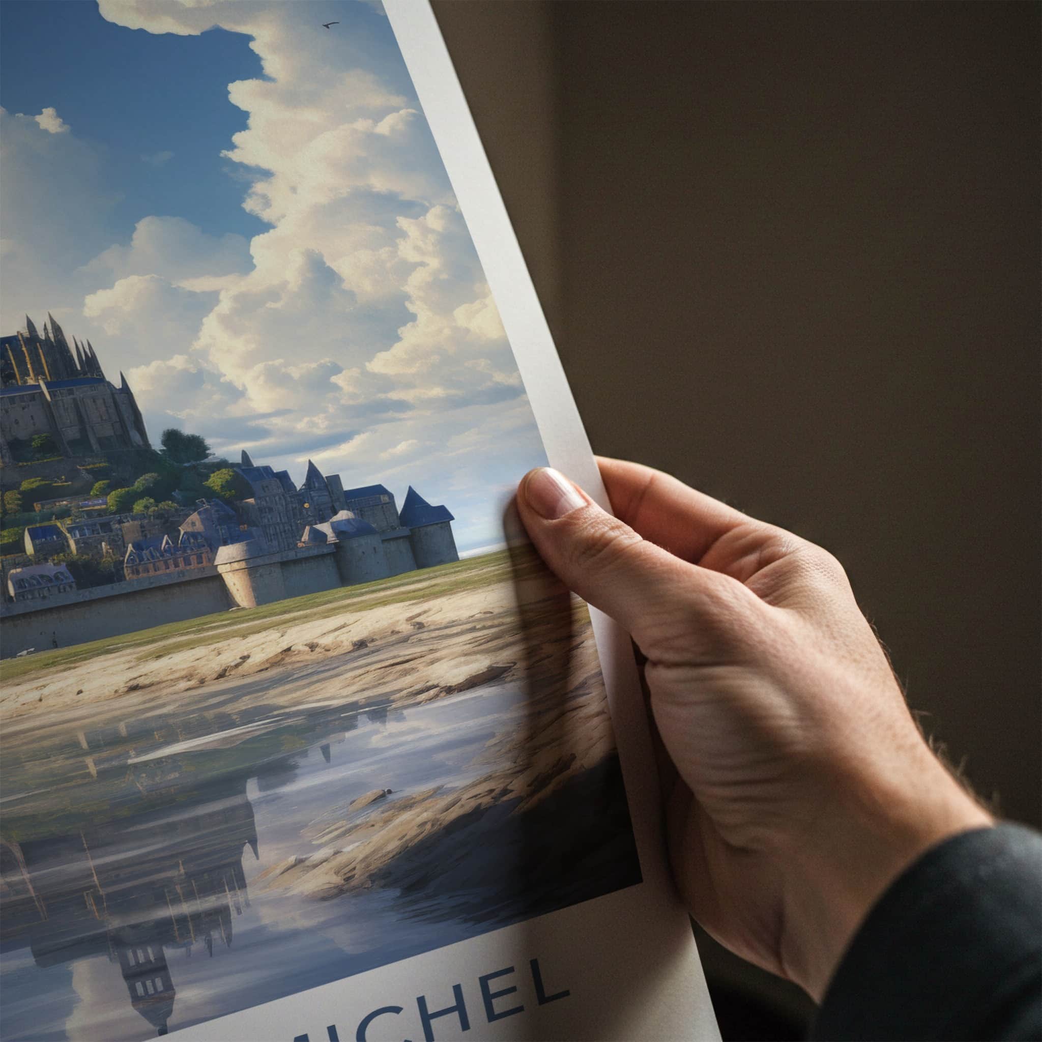 Mont Saint-Michel Poster - France Wall Art - Historic Abbey Reflection Wall Decor