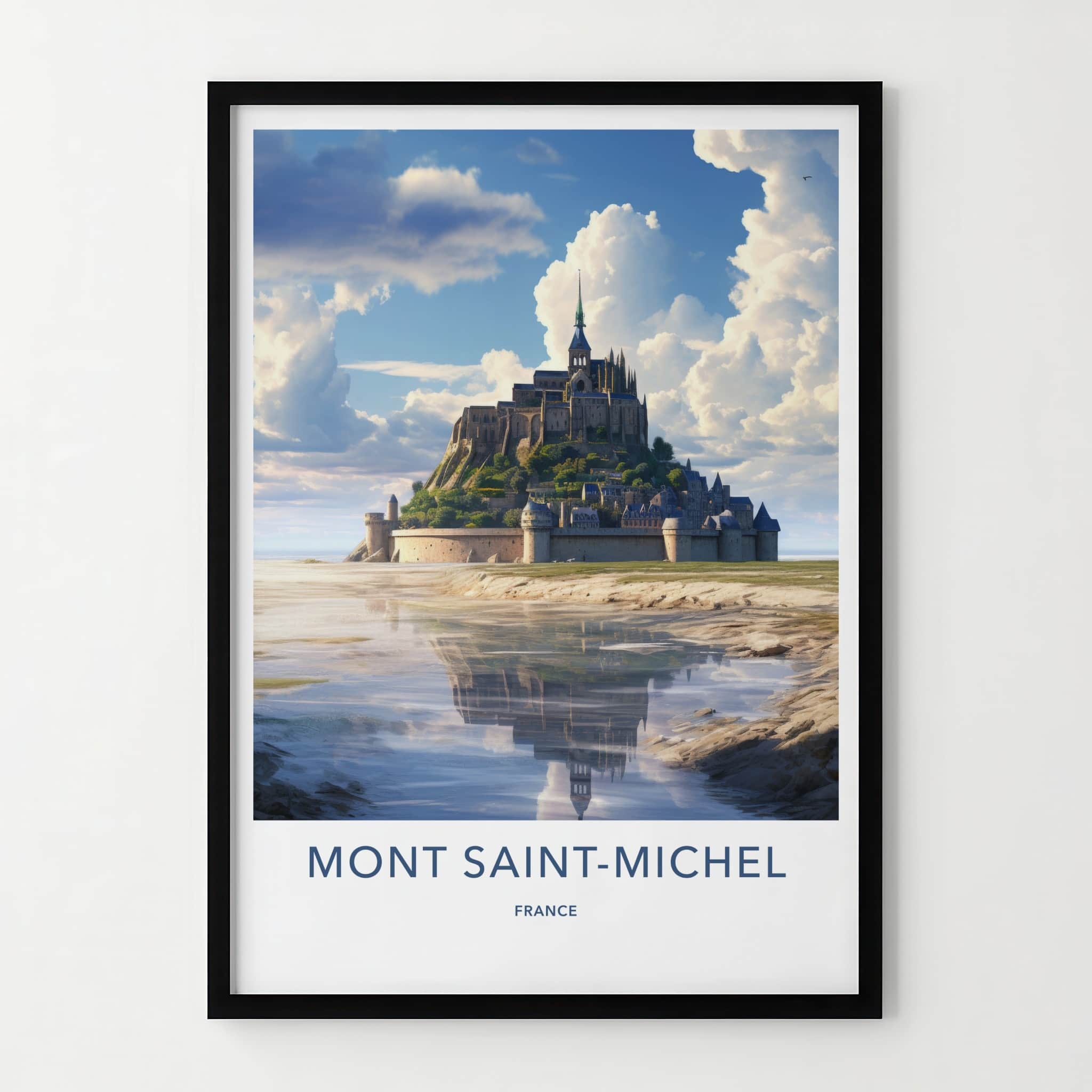 Mont Saint-Michel Poster - France Wall Art - Historic Abbey Reflection Wall Decor