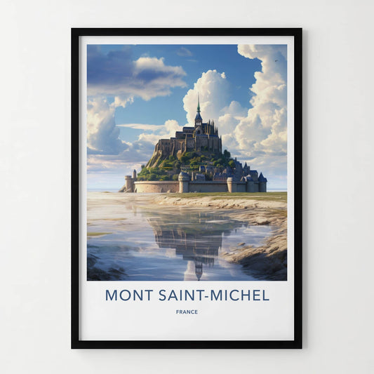 Mont Saint-Michel Poster - France Wall Art - Historic Abbey Reflection Wall Decor