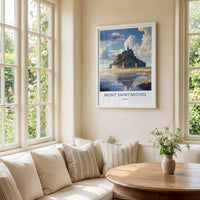 Mont Saint-Michel Poster - France Wall Art - Historic Abbey Reflection Wall Decor