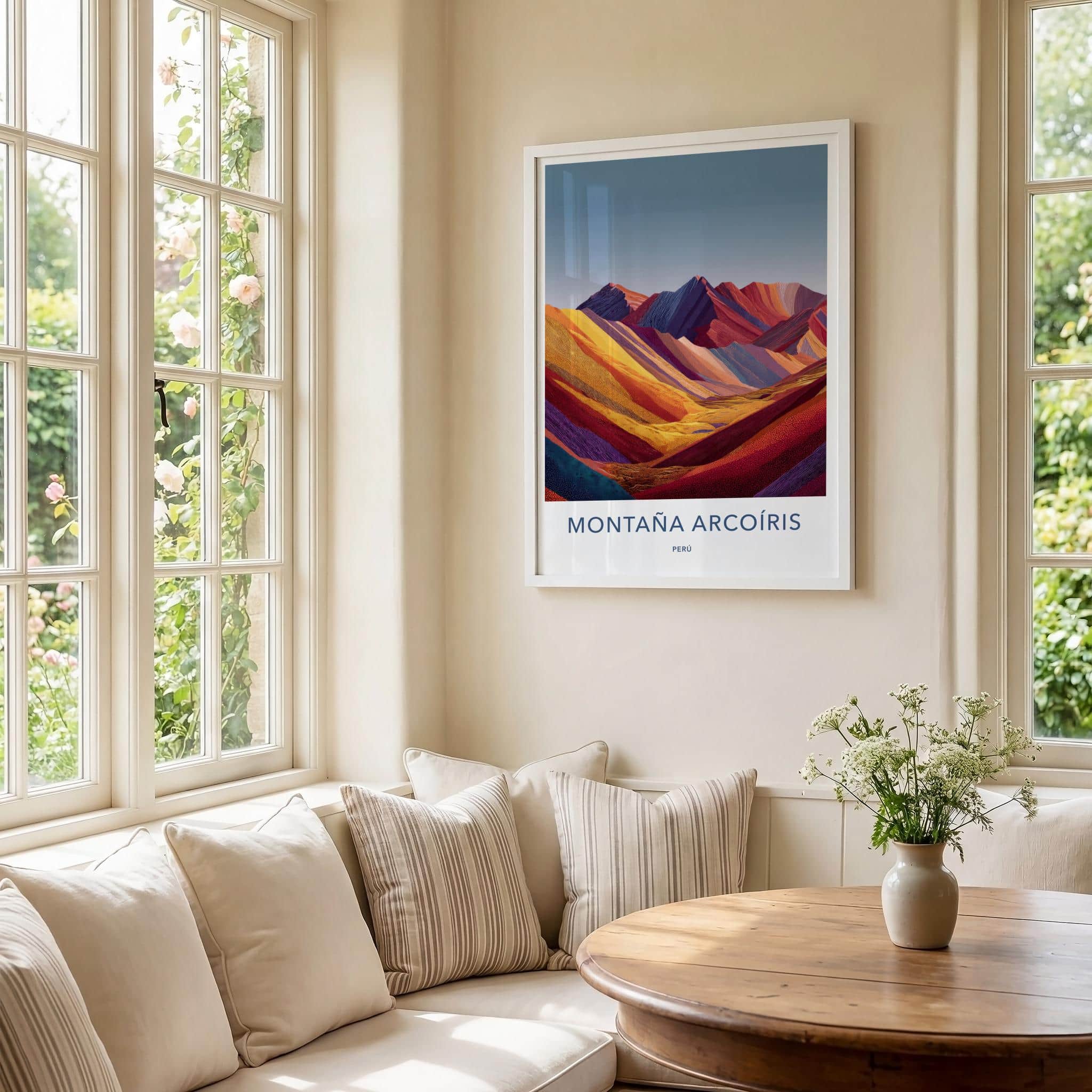 Montana Arcoiris Poster - Peru Travel Art - Vibrant Striped Mountains Home Decor