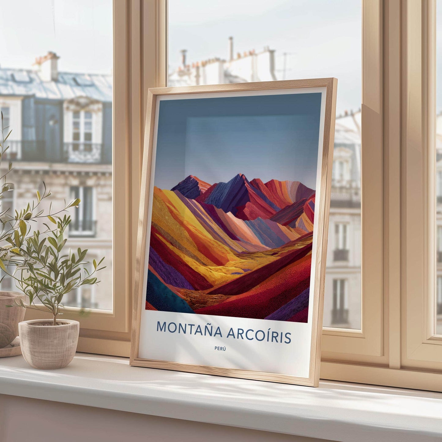 Montana Arcoiris Poster - Peru Travel Art - Vibrant Striped Mountains Home Decor