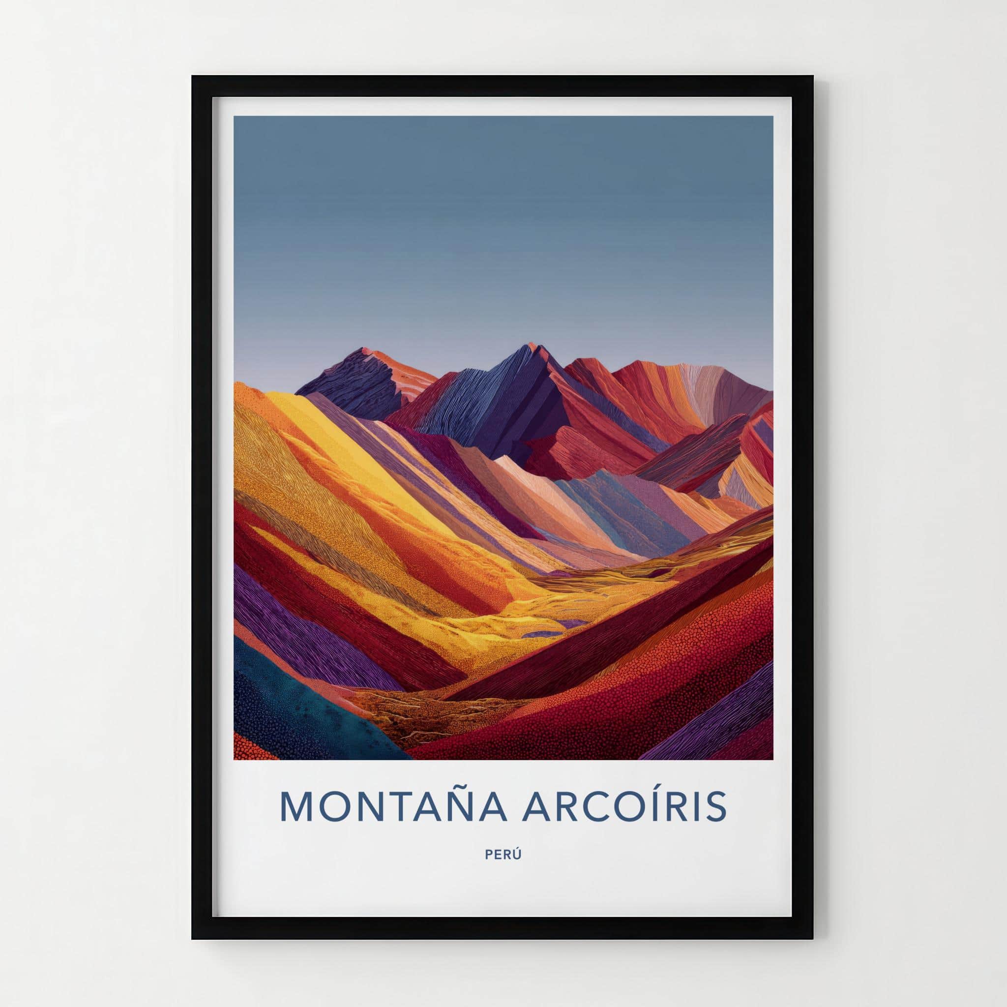 Montana Arcoiris Poster - Peru Travel Art - Vibrant Striped Mountains Home Decor