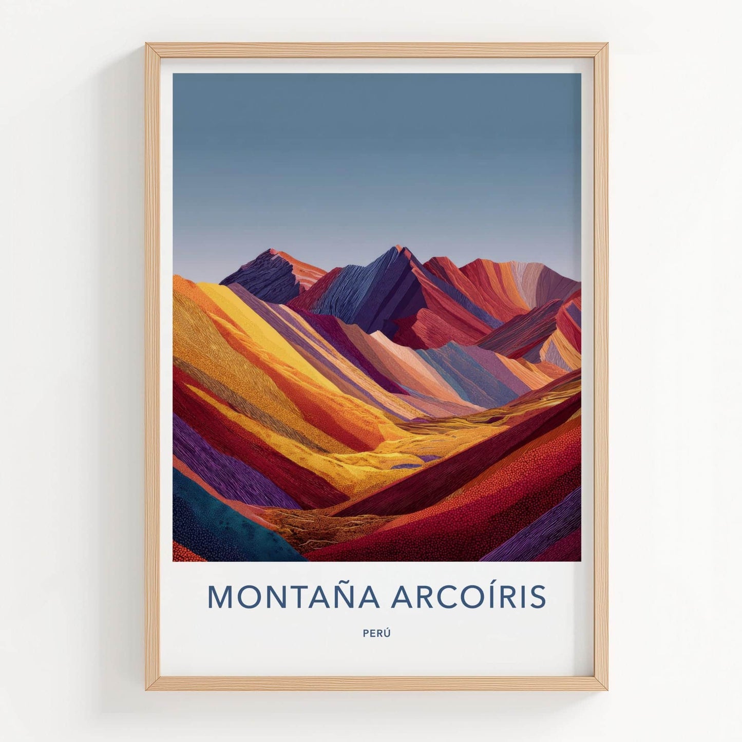 Montana Arcoiris Poster - Peru Travel Art - Vibrant Striped Mountains Home Decor