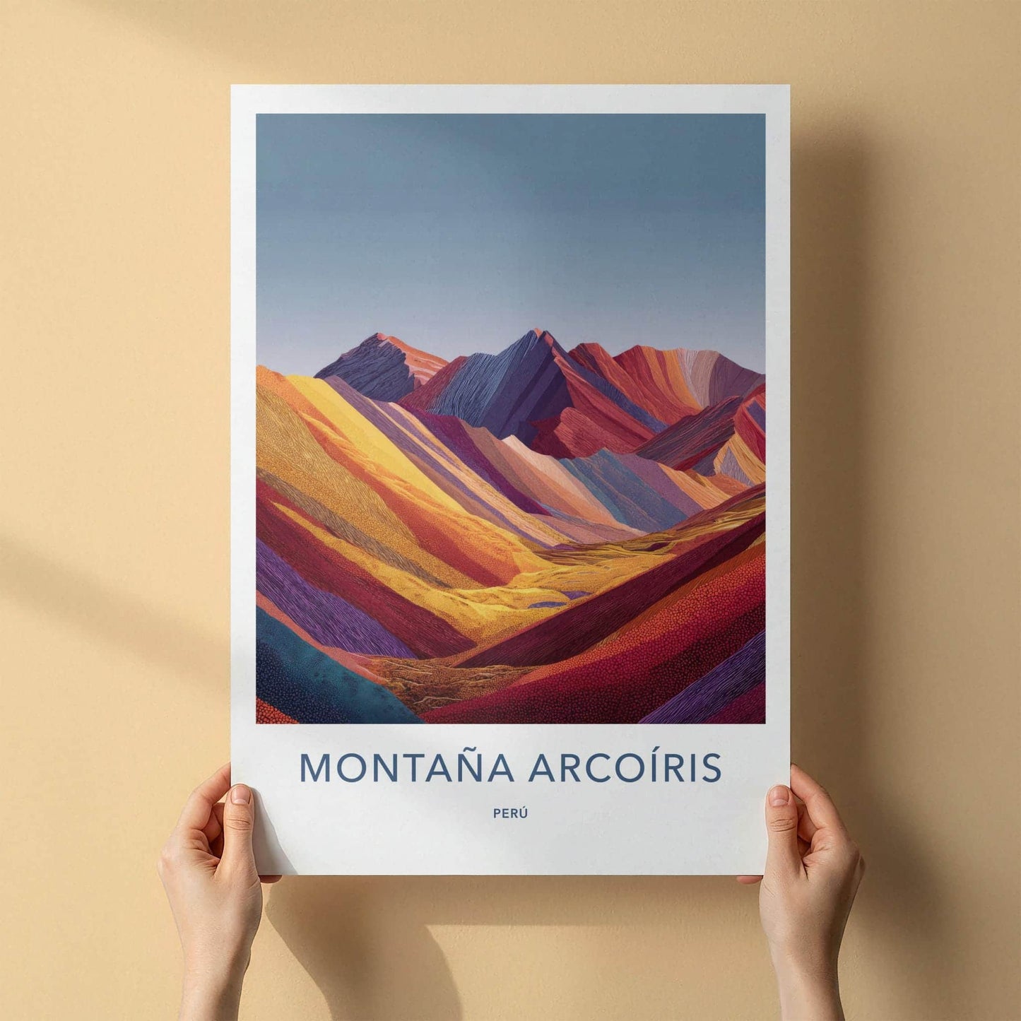 Montana Arcoiris Poster - Peru Travel Art - Vibrant Striped Mountains Home Decor
